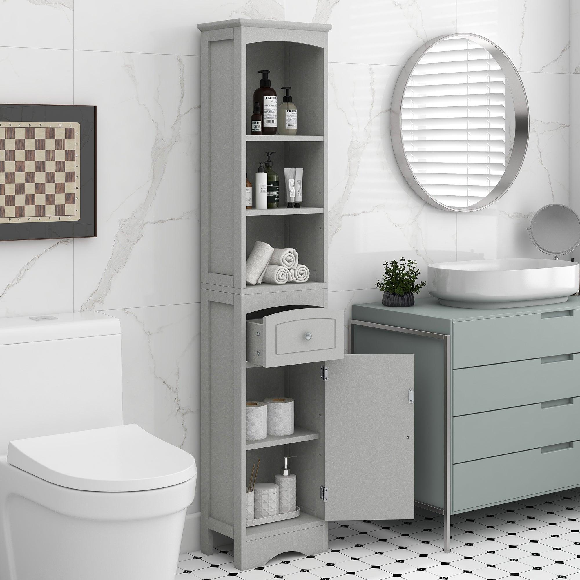Tall Bathroom Cabinet, Freestanding Storage Cabinet with Drawer