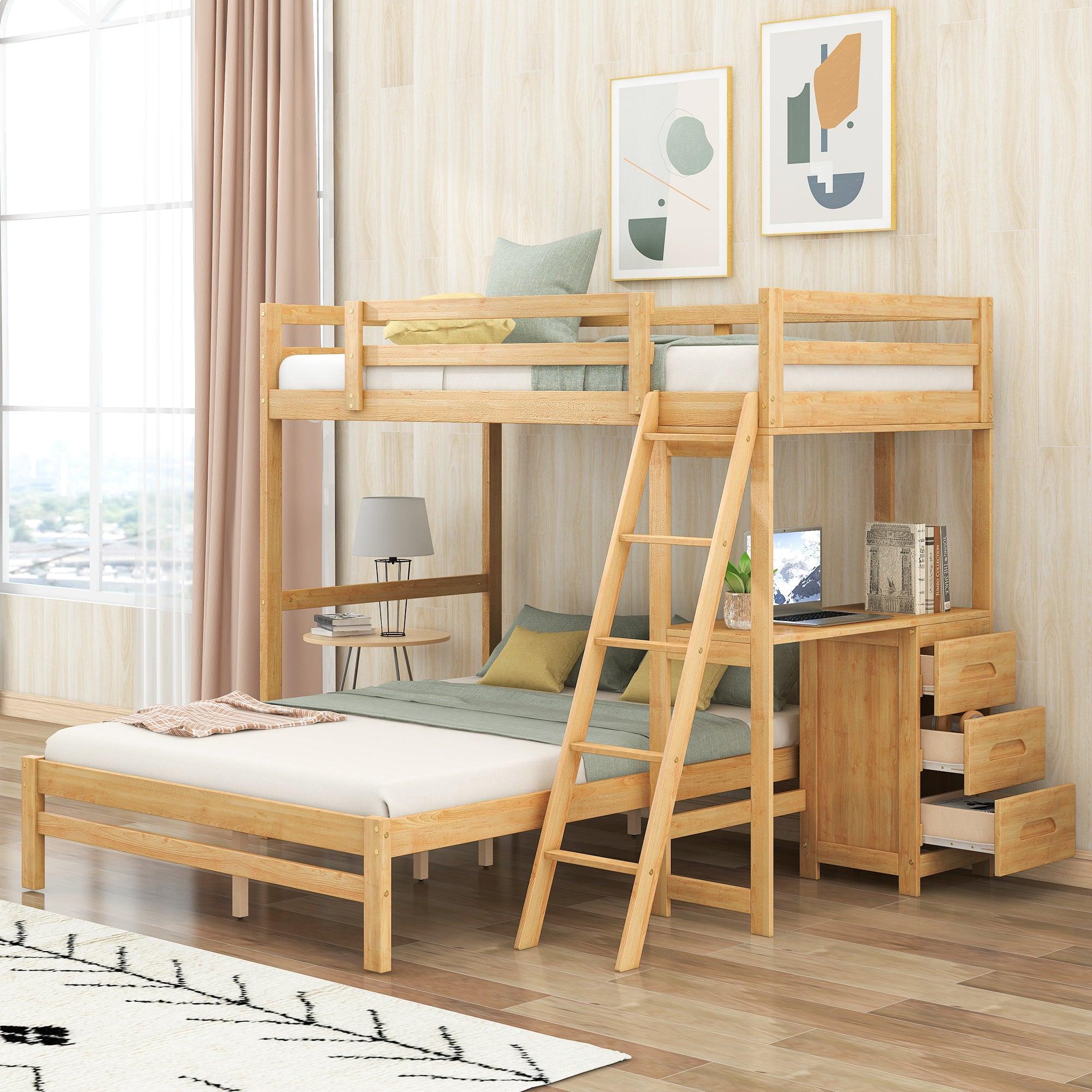 Twin over Full Bunk Bed with Built-in Desk