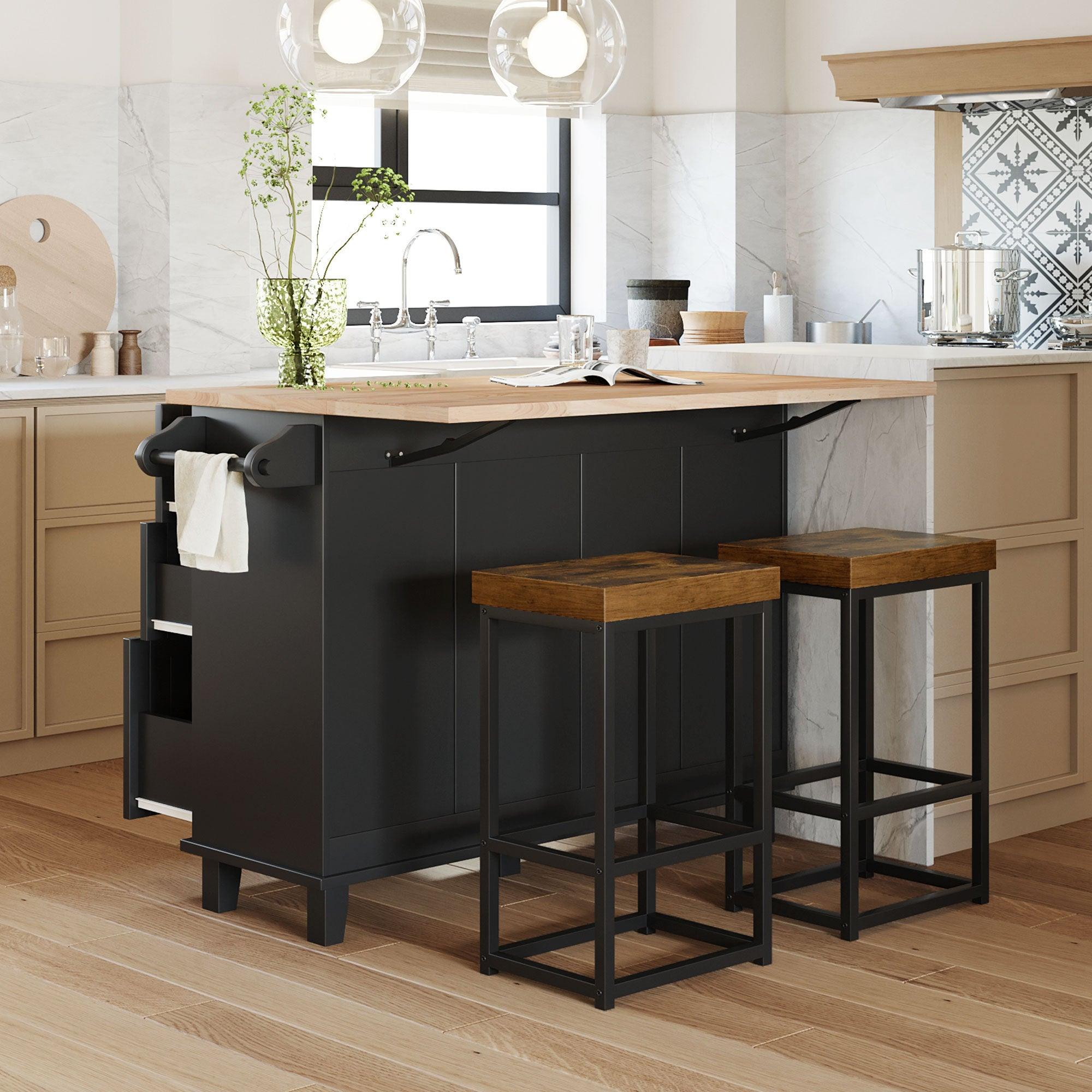 TOPMAX Farmhouse Kitchen Island Set