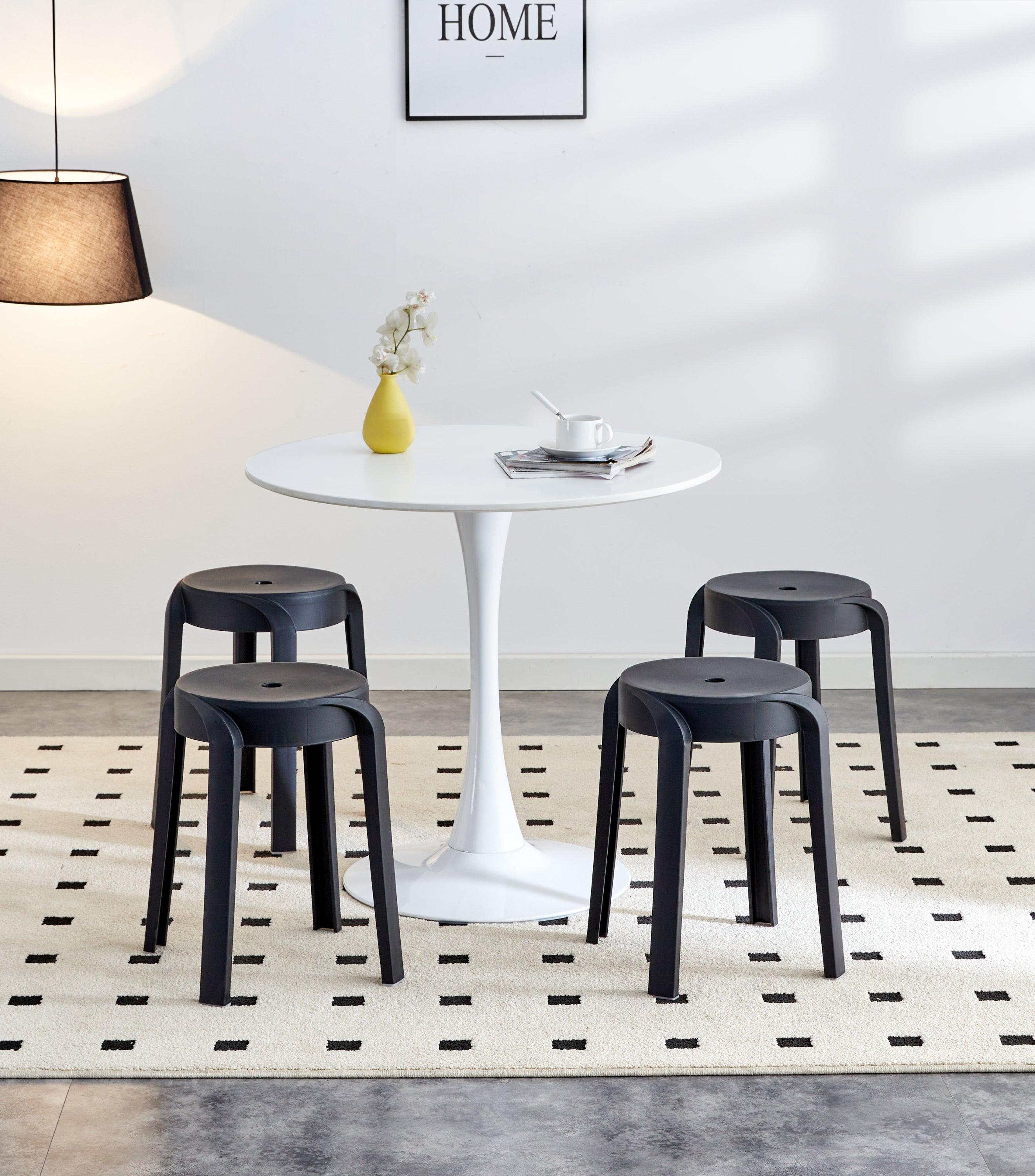 6-Pack Stackable Round Stools – Black