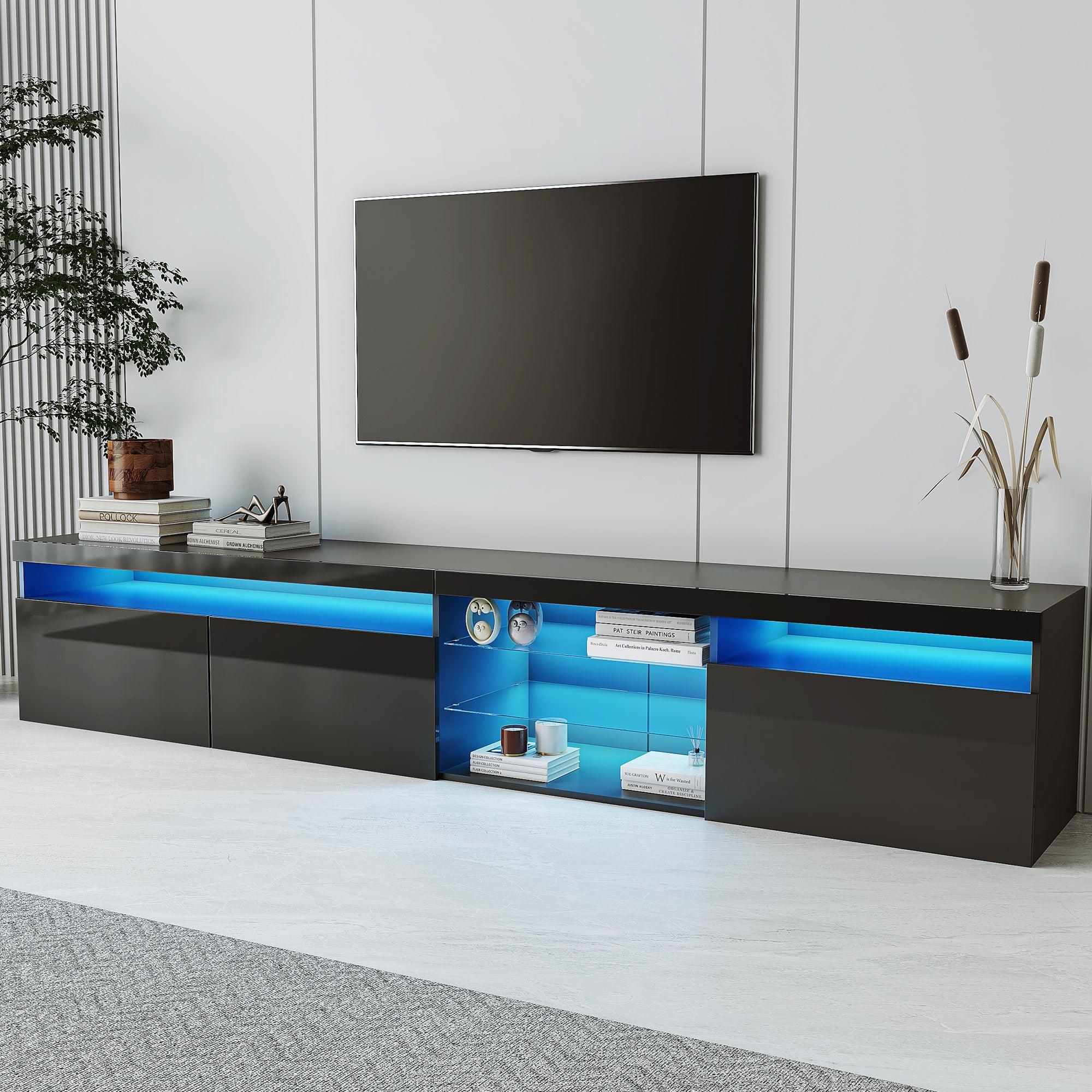 ON-TREND Unique Design TV Stand with Glass Shelves