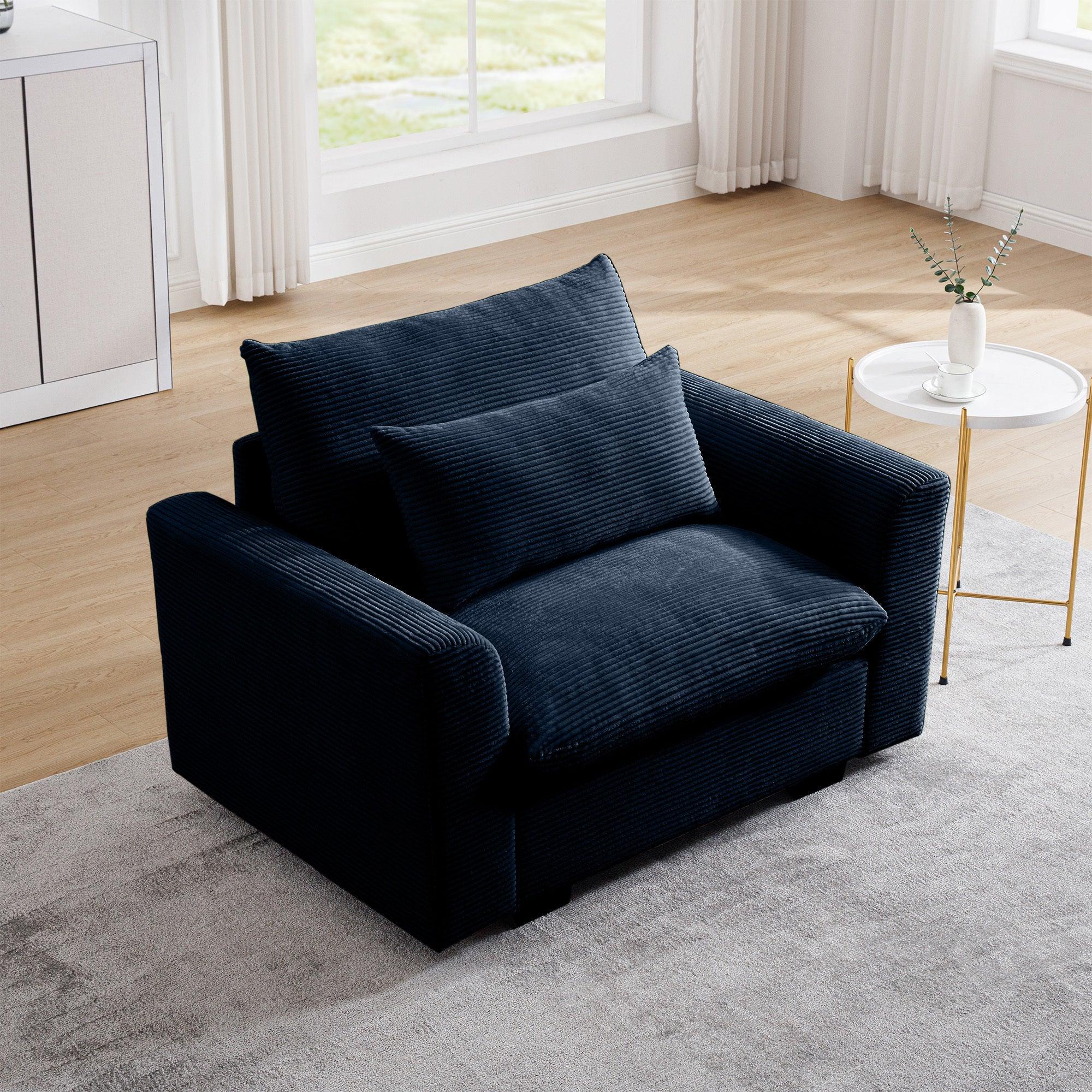 Corduroy Deep Seat Single Sofa Accent Chair