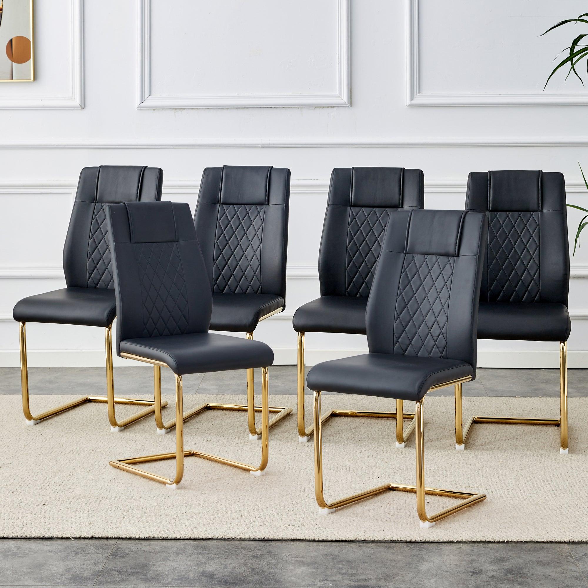 Modern Dining Chairs With Faux Leather Padded Seats