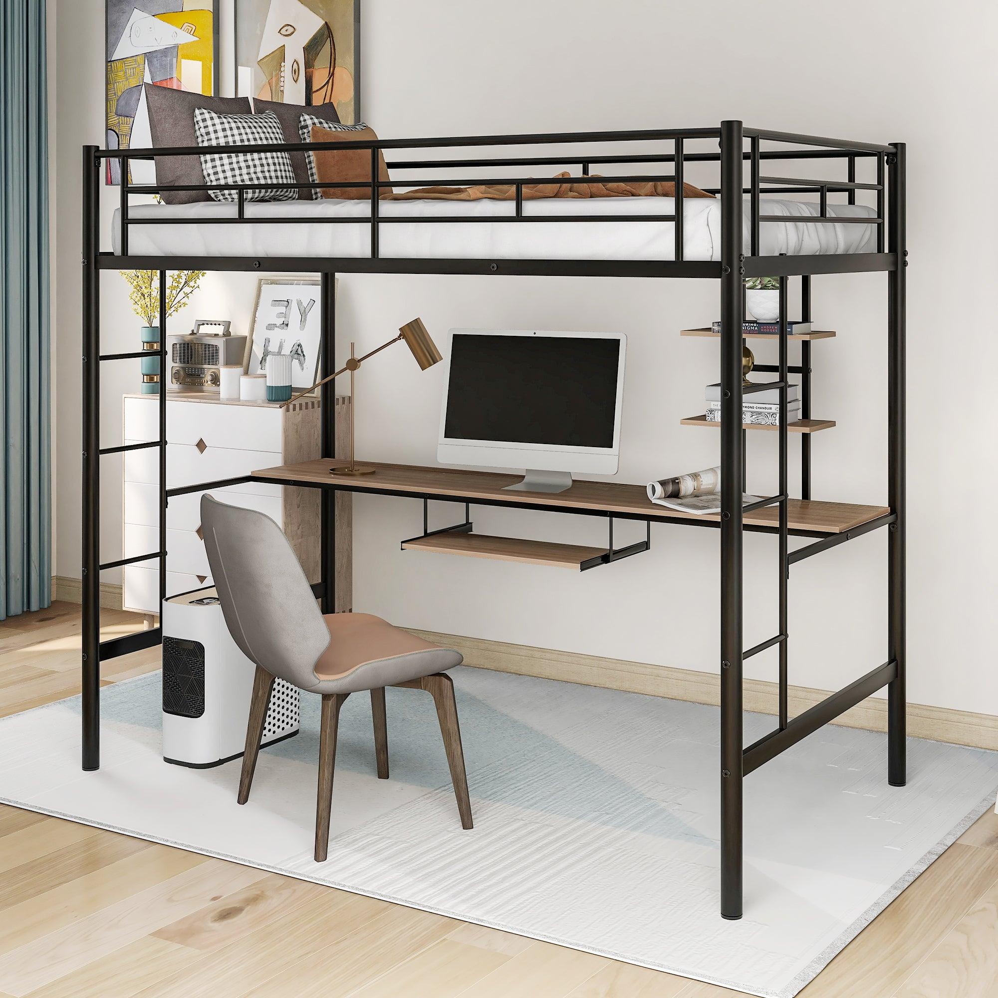 Loft Bed with Desk and Shelf