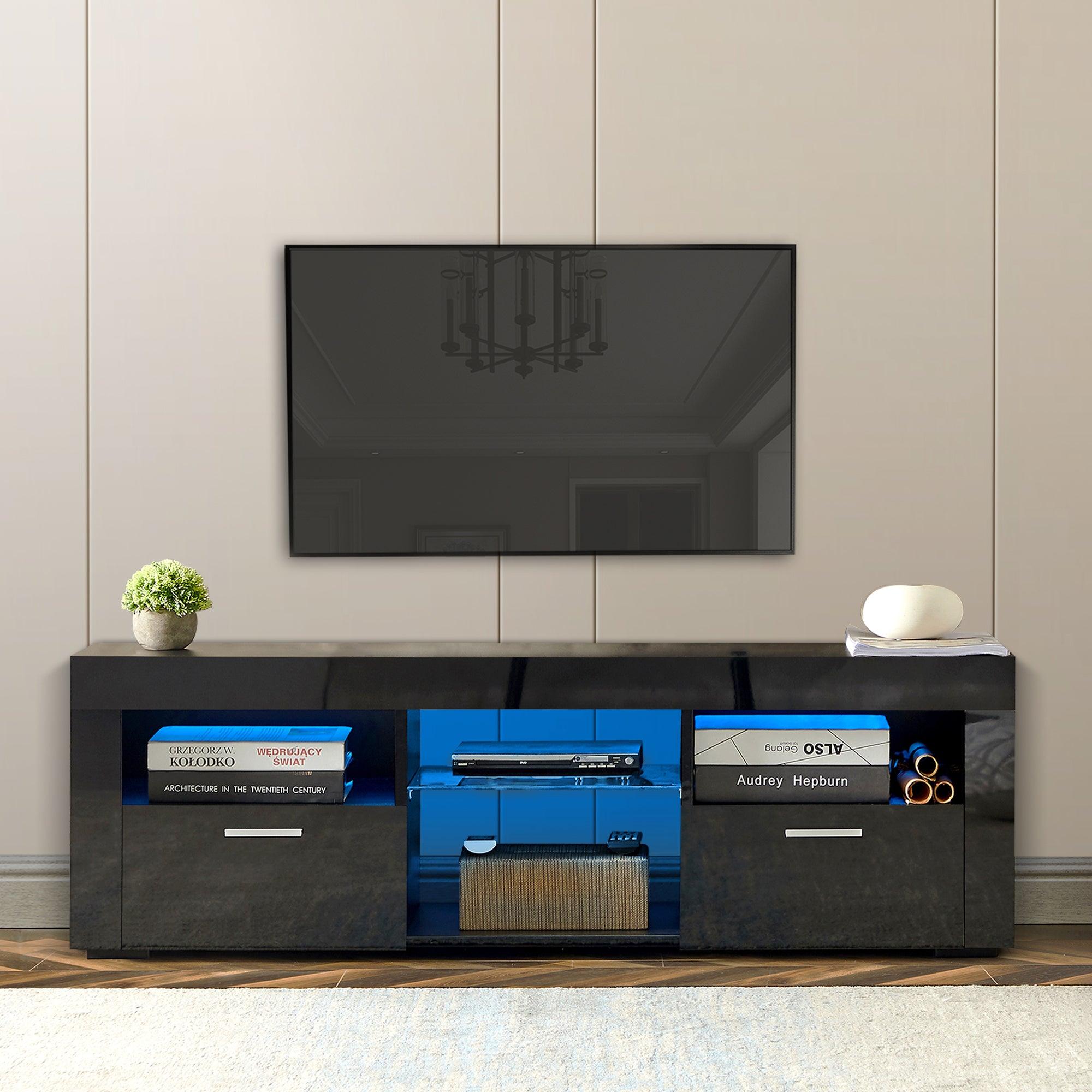 Black TV Stand with LED Light