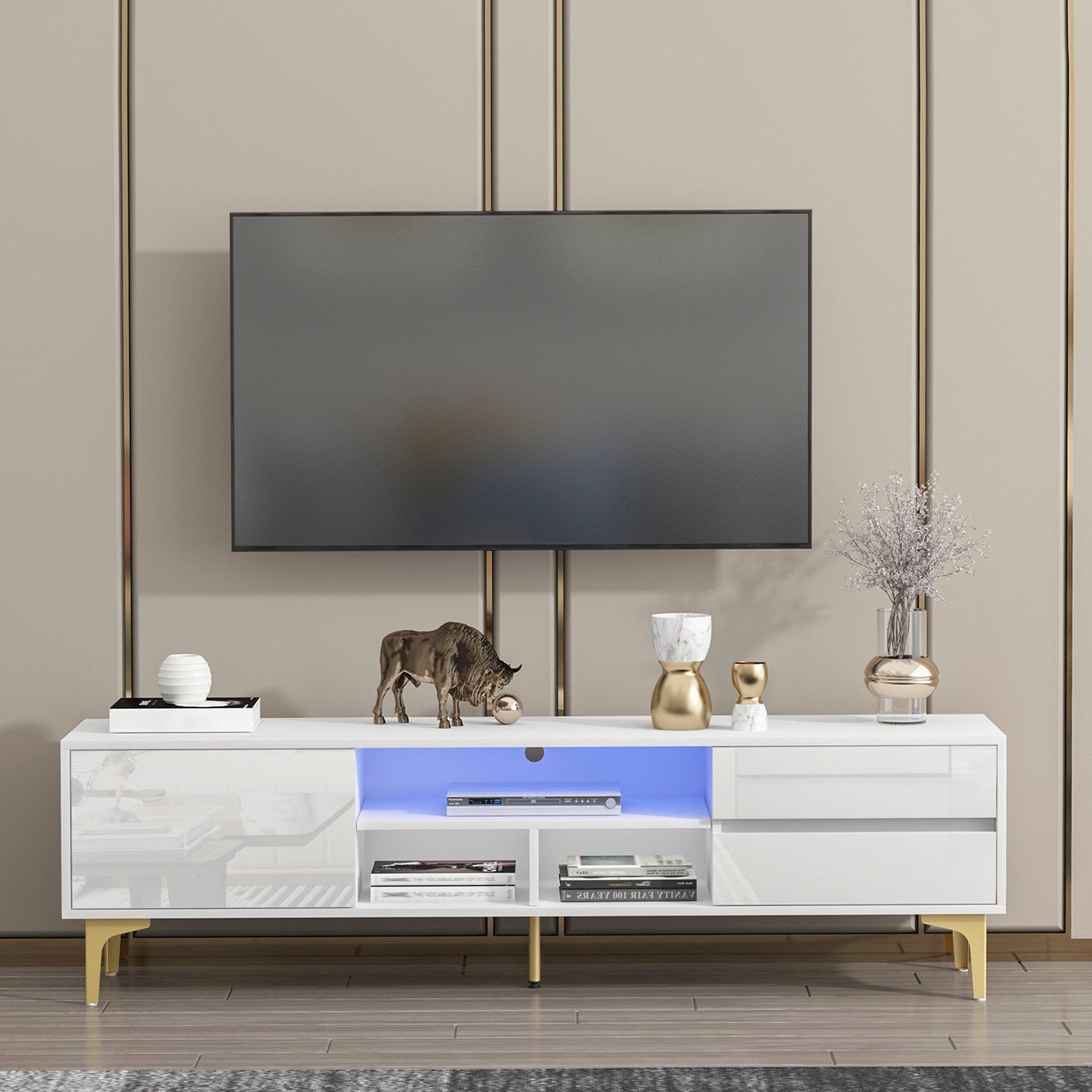 Entertainment Center with LED Remote Control Lights