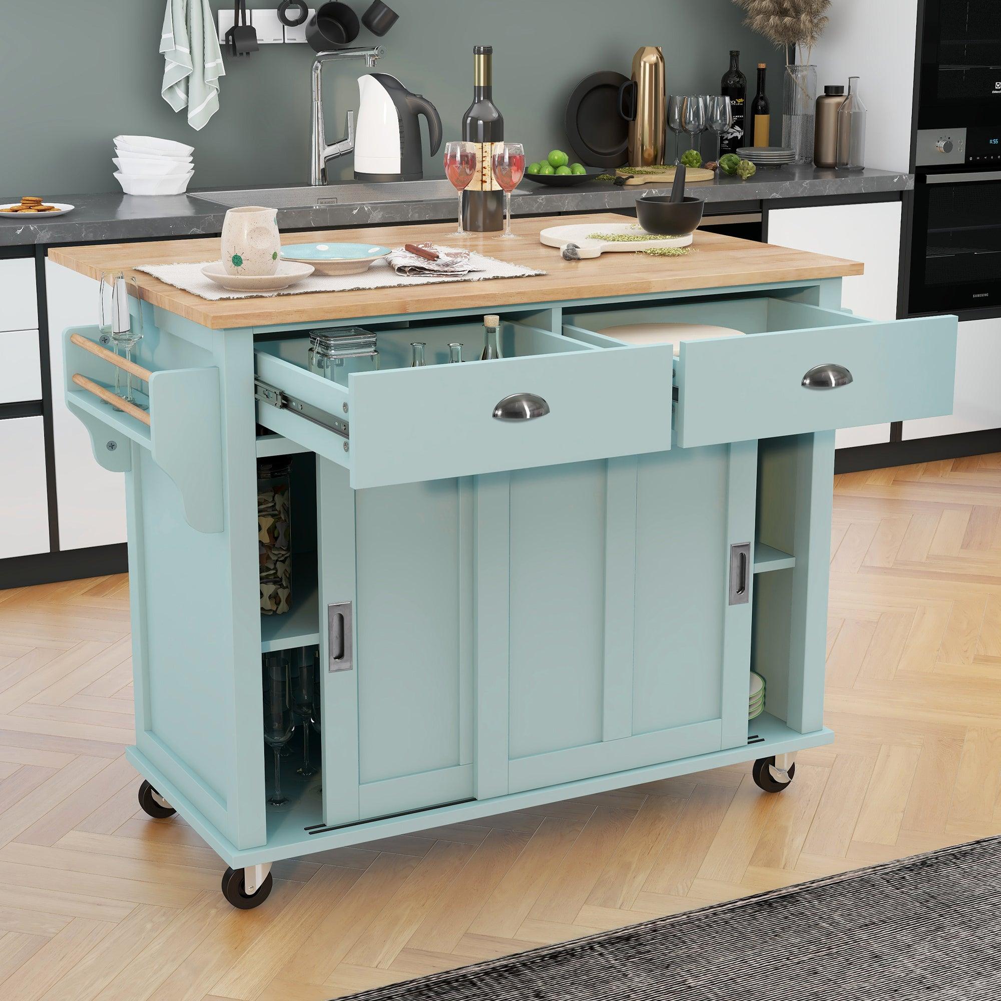 Kitchen Cart with Leaf Countertop