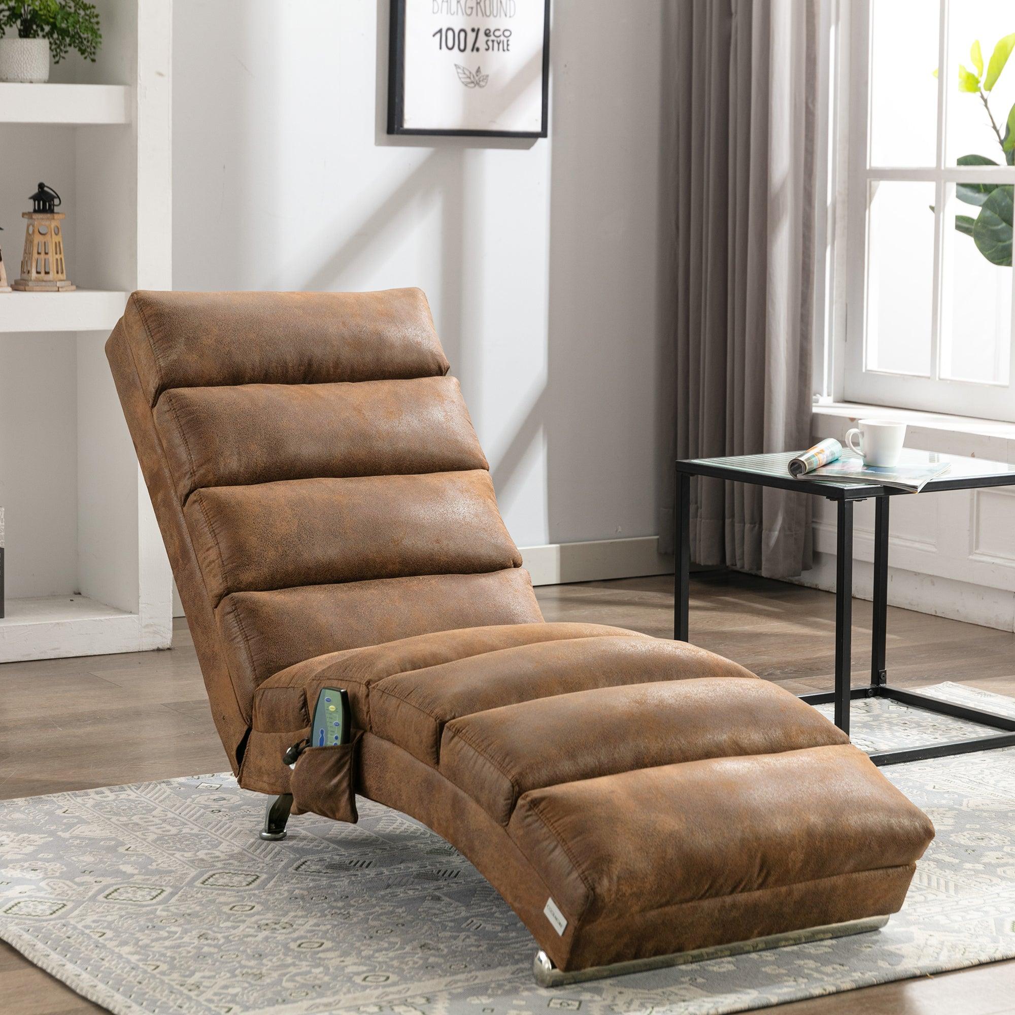 Coolmore Linen Massage Chaise Lounge with Remote – Coffee