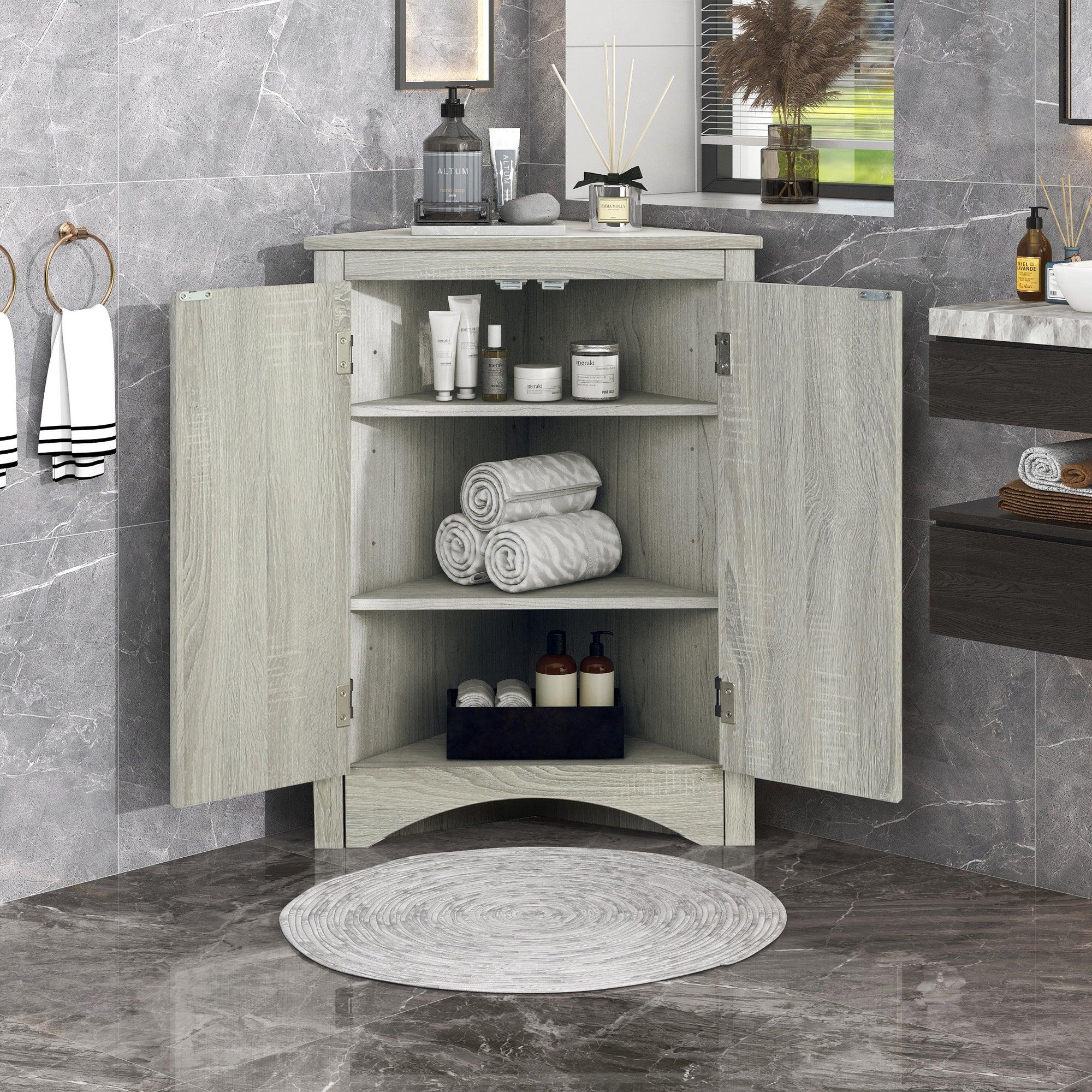 Oak Triangle Bathroom Cabinet