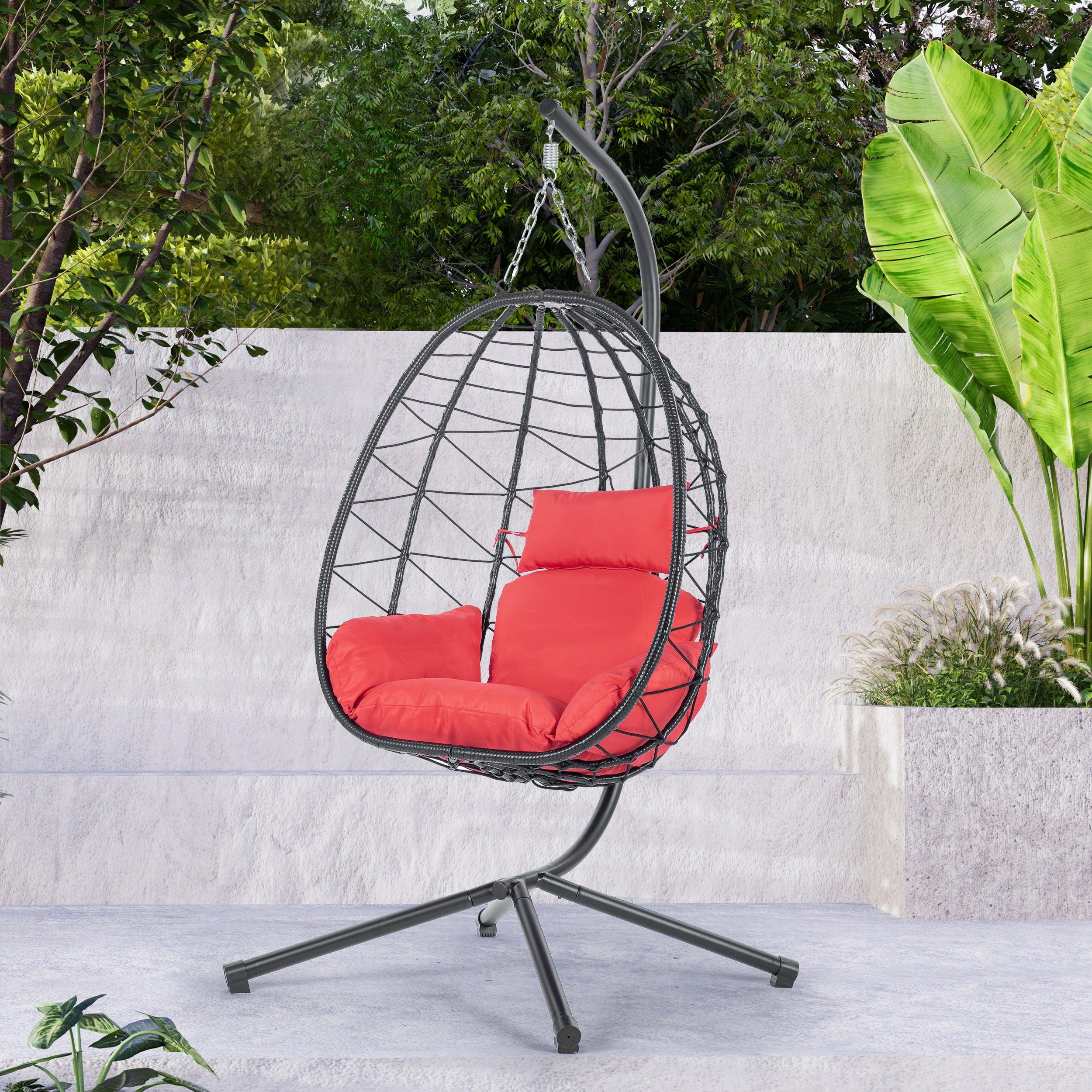 Red Egg Chair with Stand