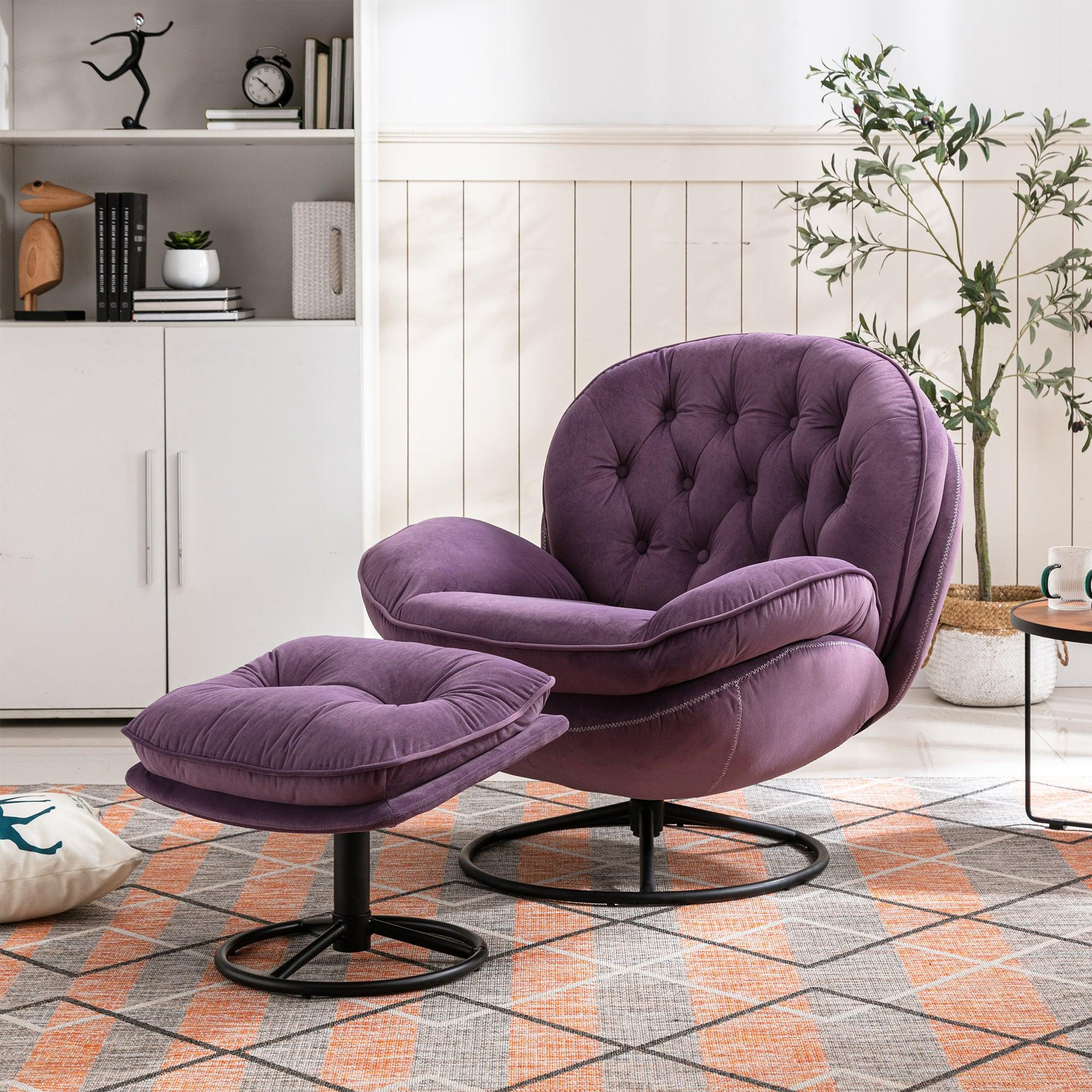 Purple Accent Chair with Ottoman