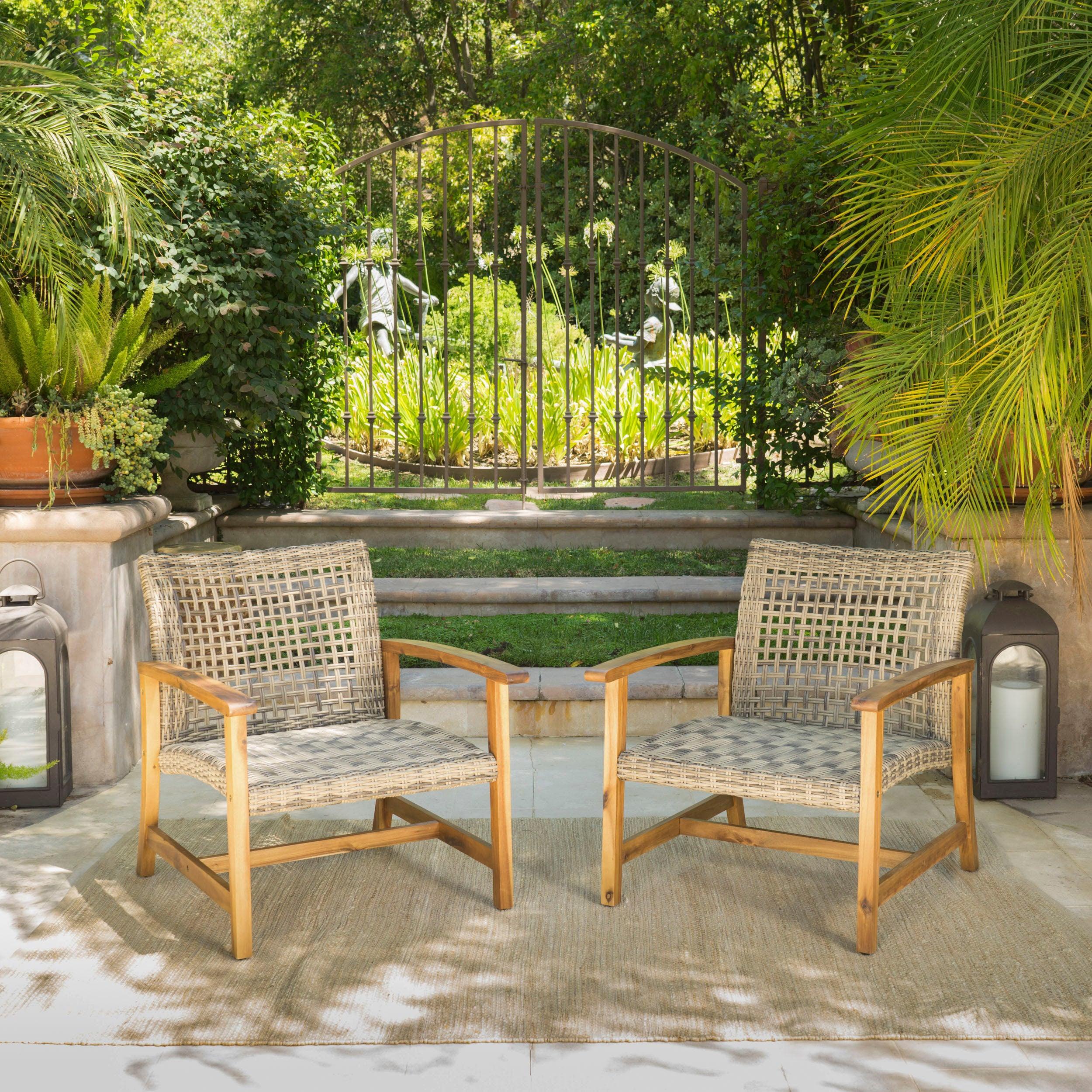 Hampton Wood + Wicker Club Chair (set of 2)