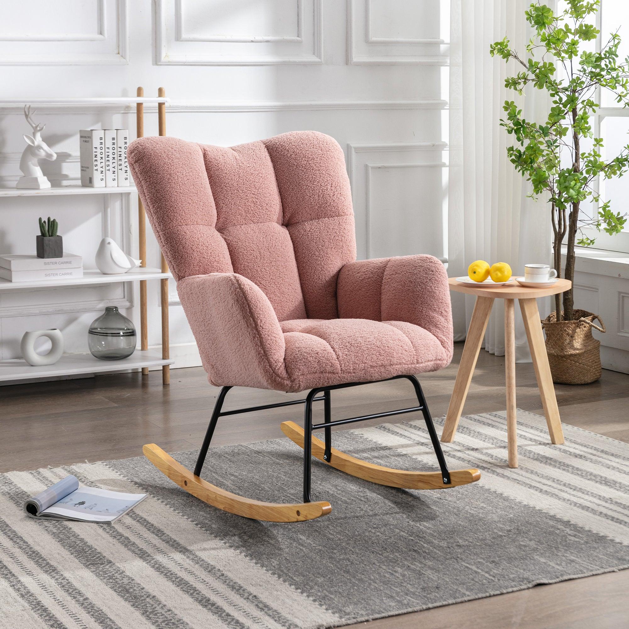 Tufted Upholstered Rocking Chair Padded Seat