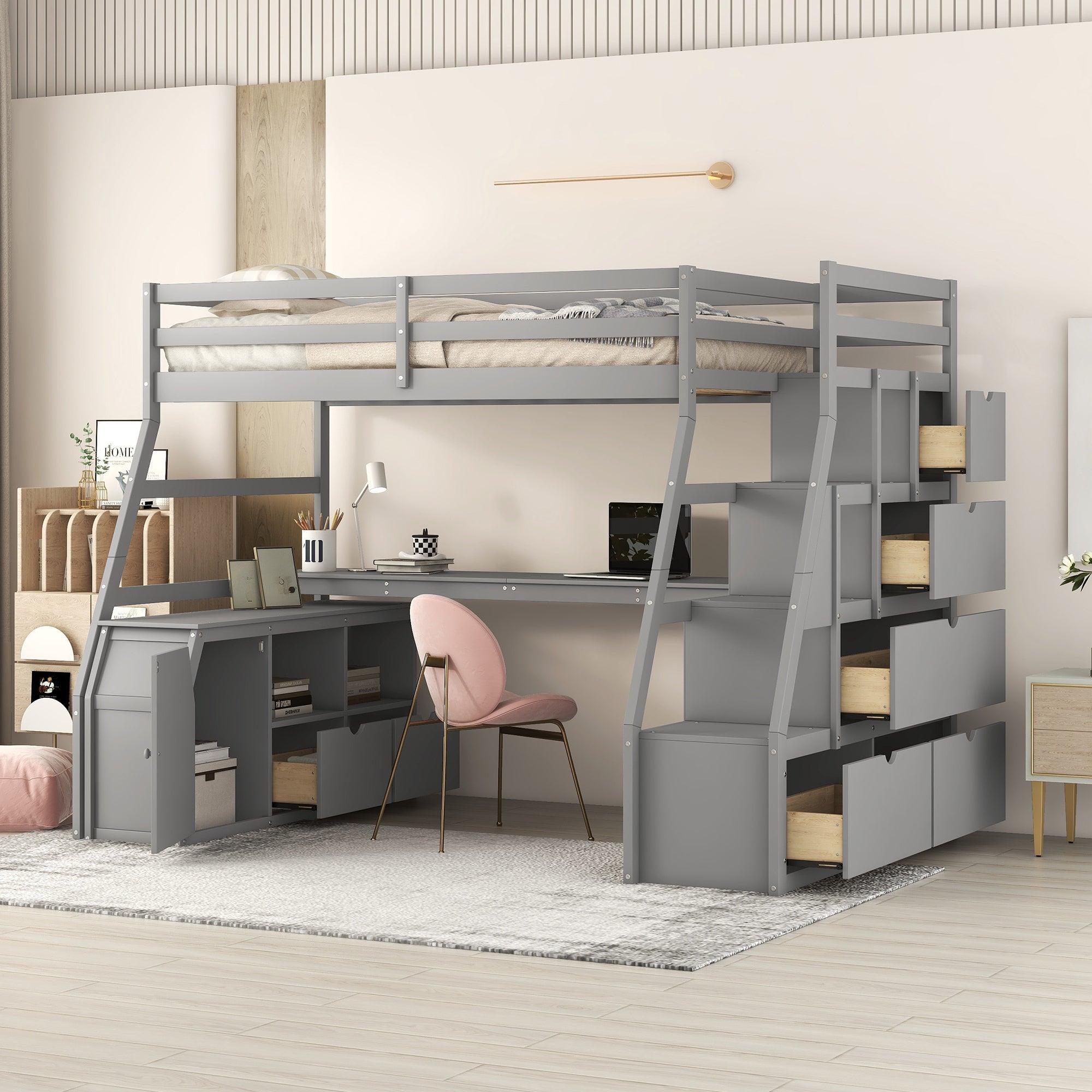 Twin Size Loft Bed with Desk