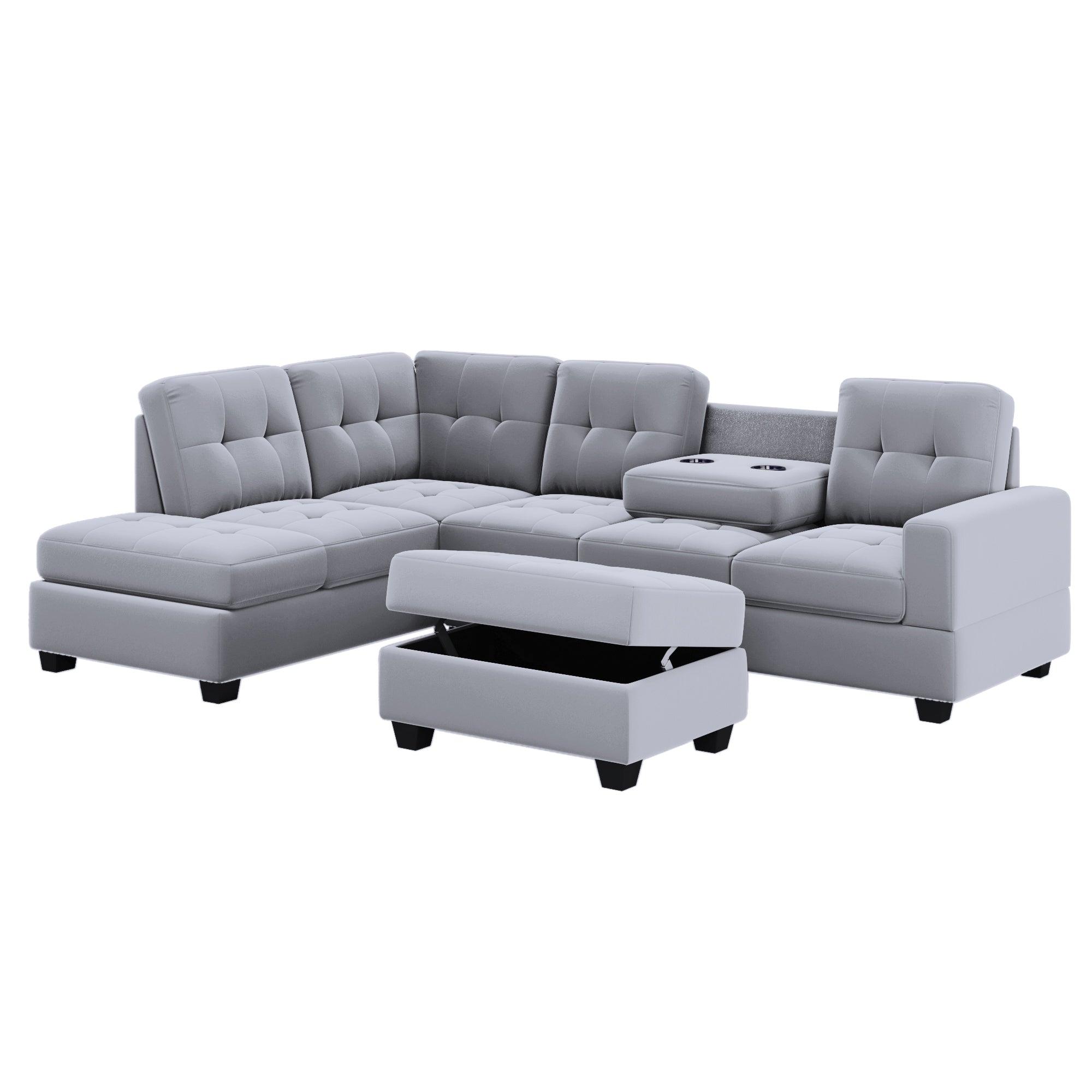 L-Shaped Sectional Sofa with Storage Ottoman