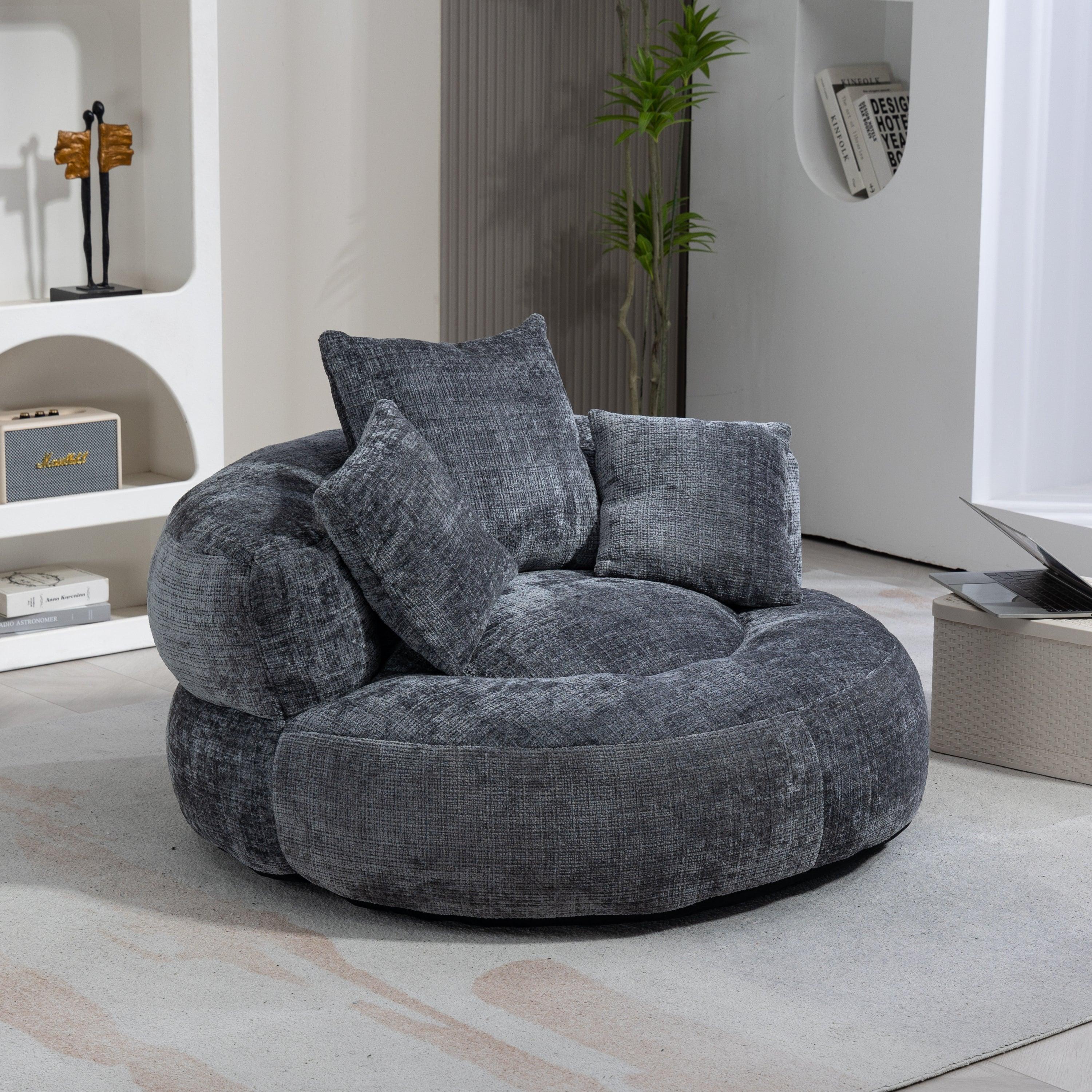 Coolmore High-Back Bean Bag Lounge Chair with Pillows – Gray Chenille