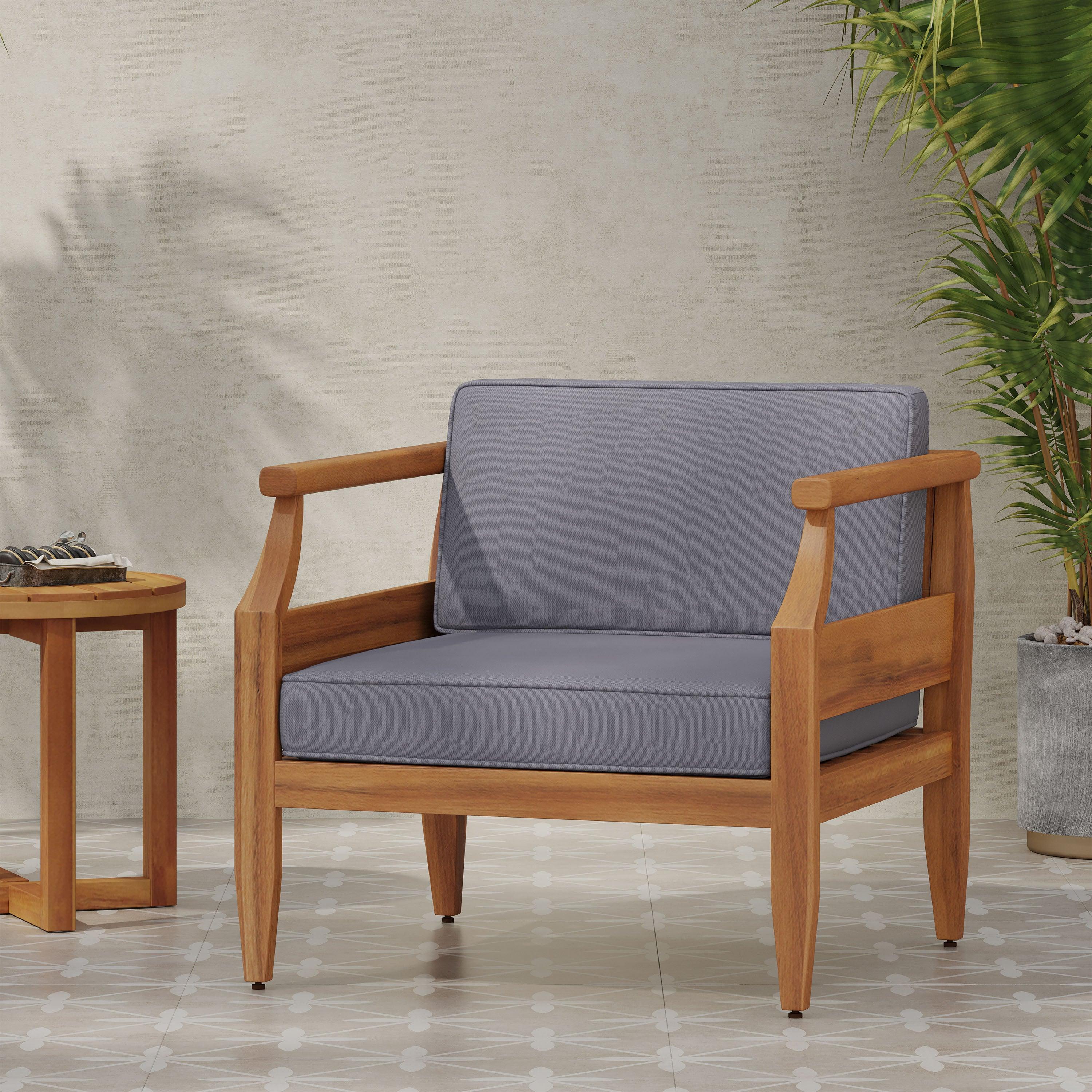 Aston Acacia Wood Outdoor Club Chairs with Cushions