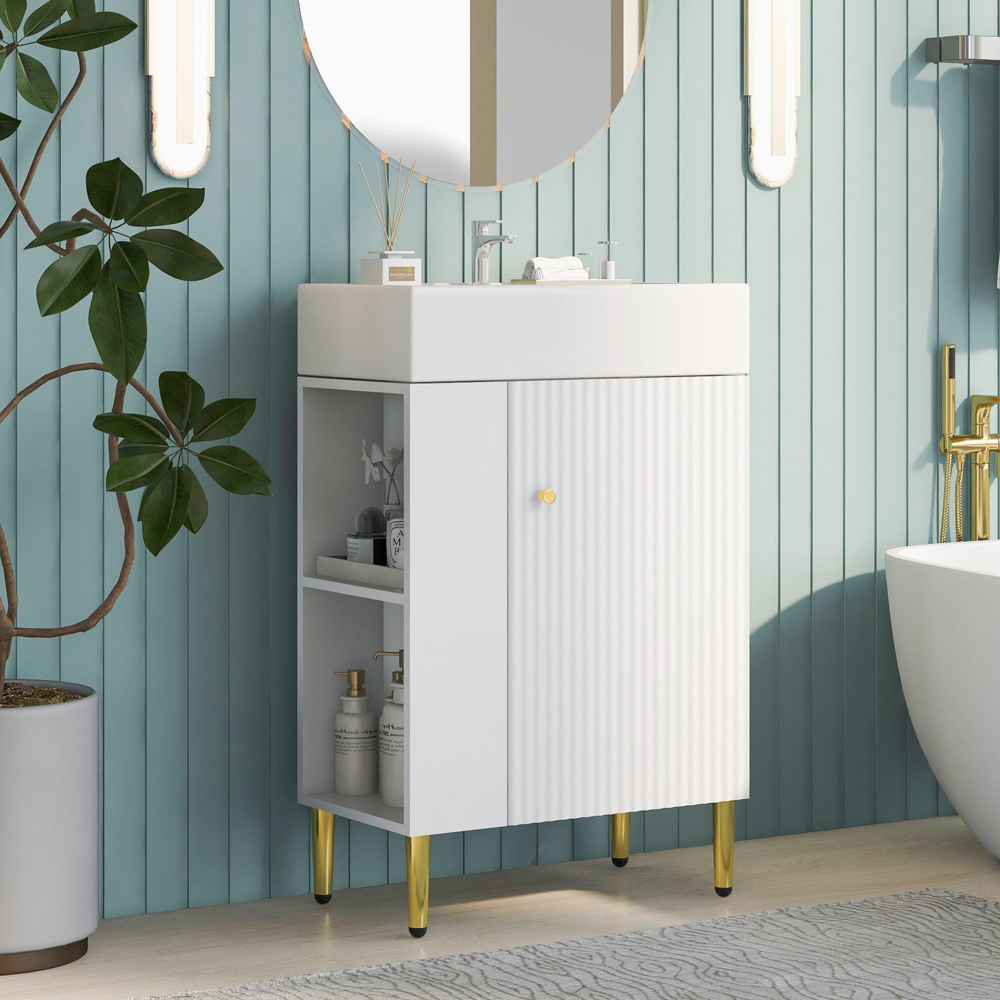 21.6' white Bathroom vanity, Combo Cabinet, Bathroom Storage Cabinet