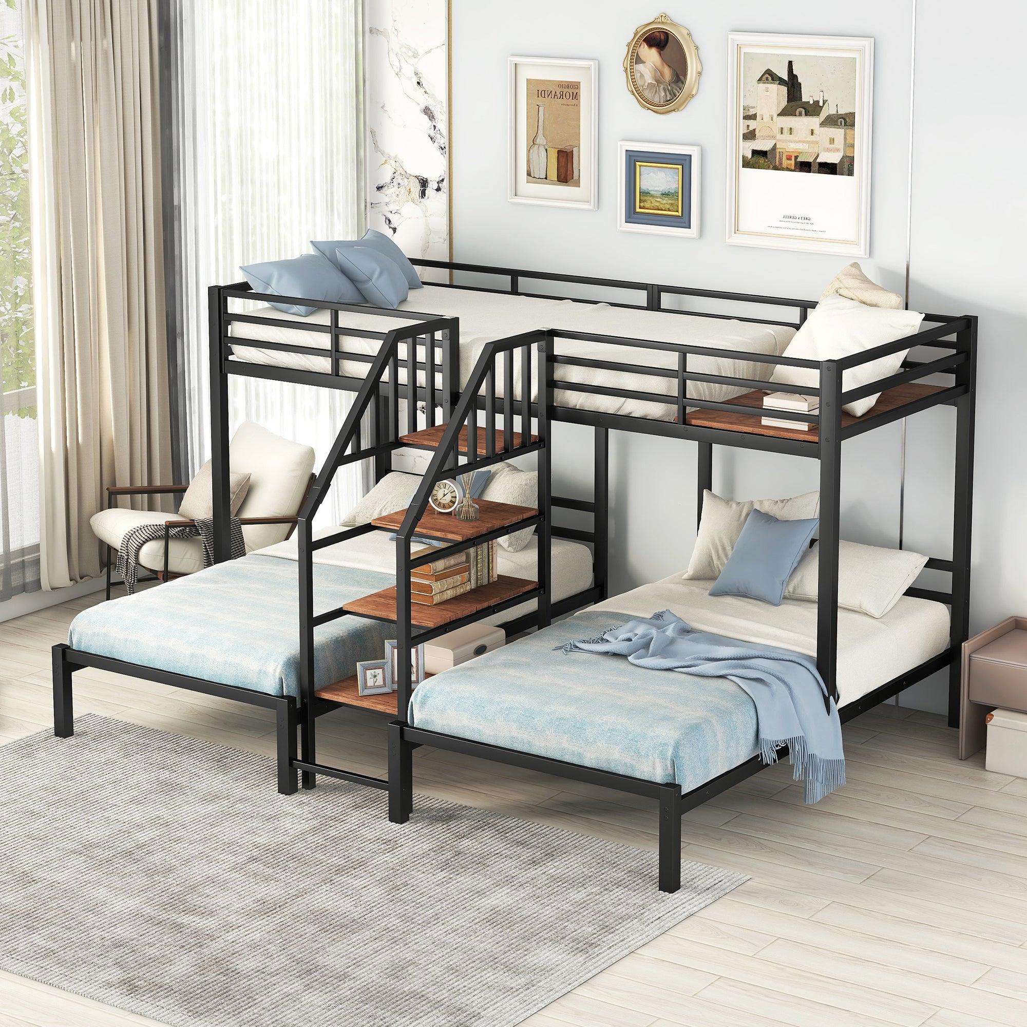 Twin over Twin & Twin Bunk Bed