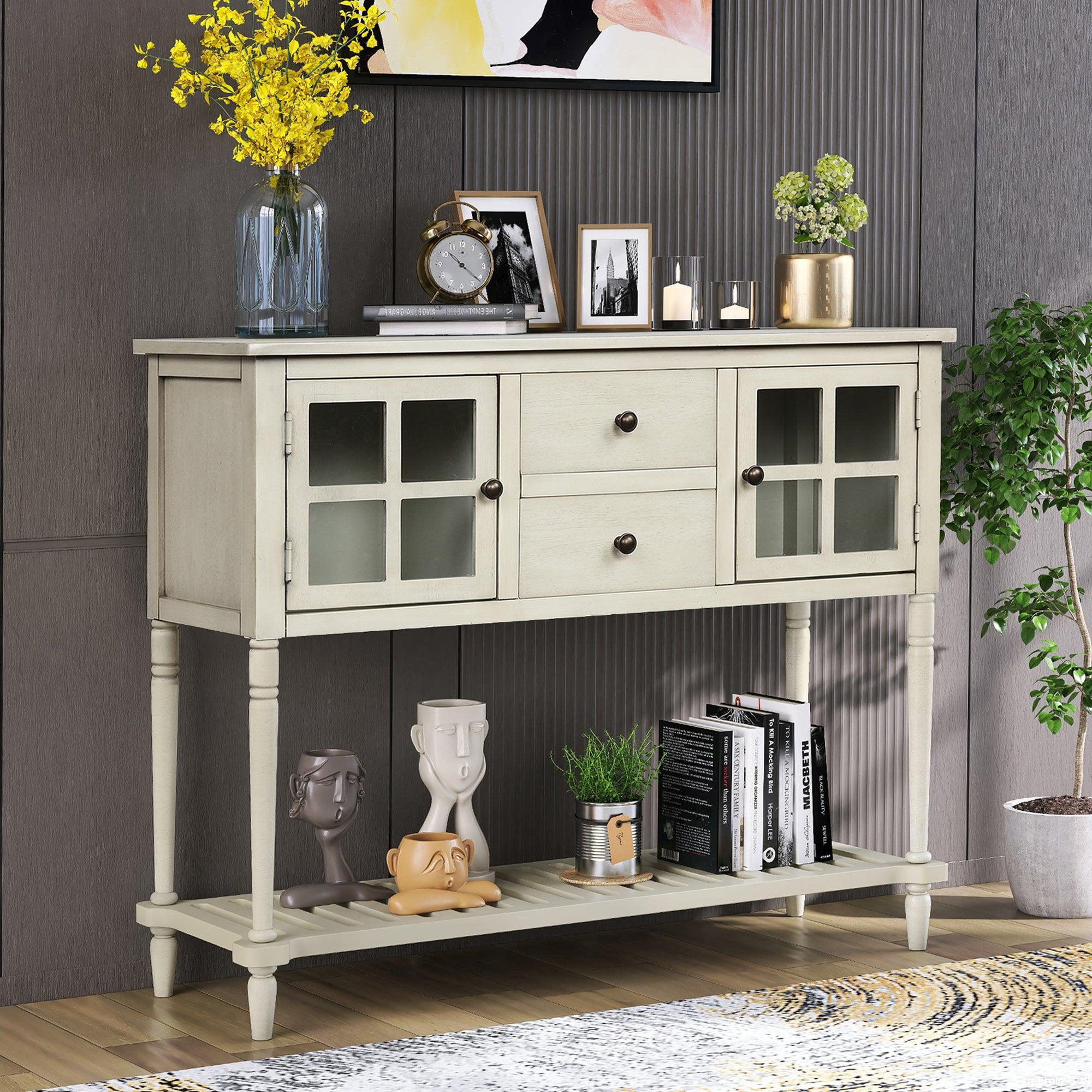 TREXM Sideboard Console Table with Bottom Shelf