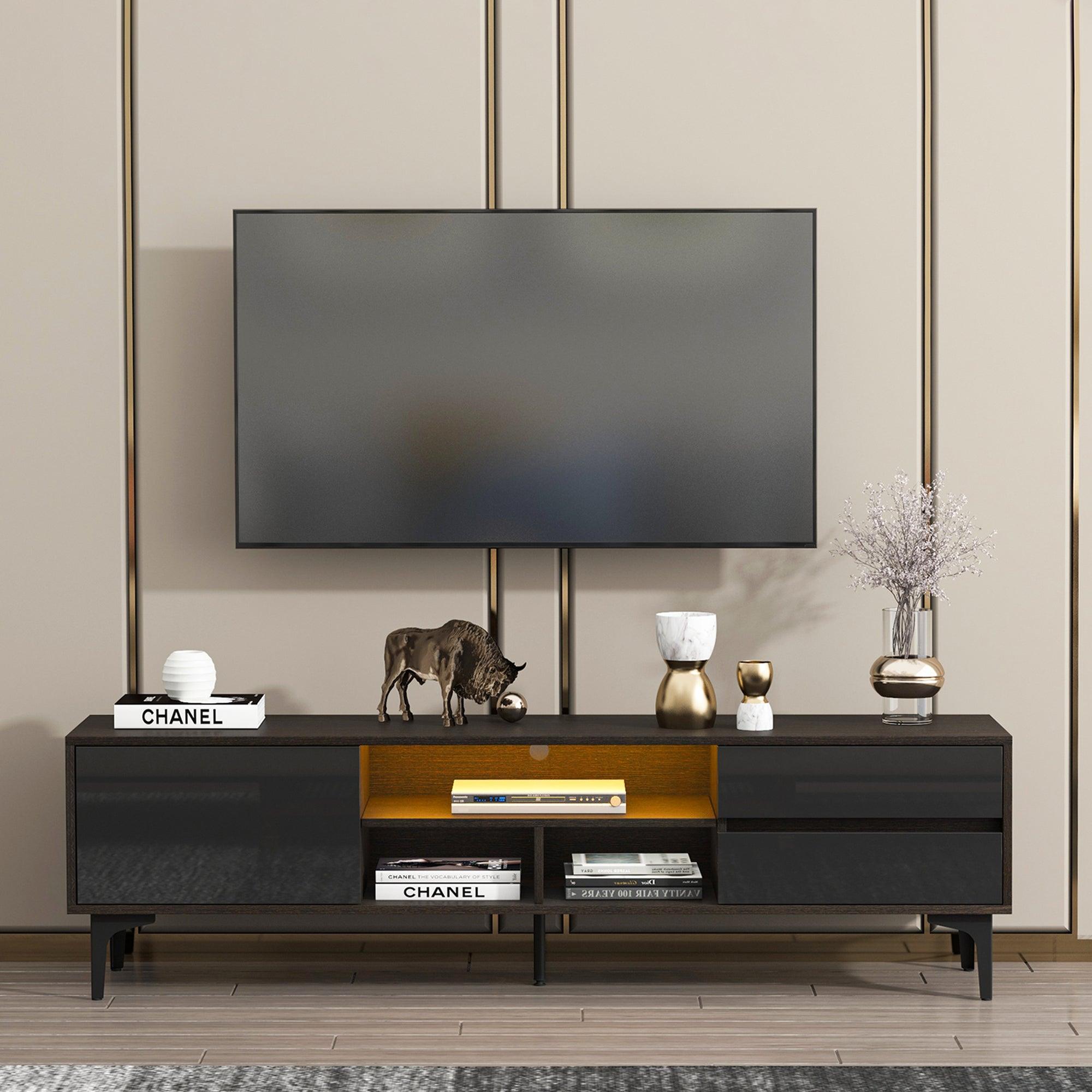 Entertainment Center With LED Remote Control Lights