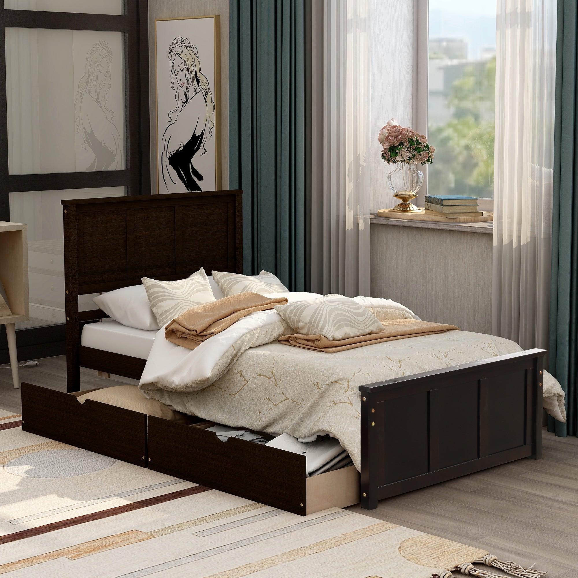 Platform Storage Bed, 2 drawers with wheels