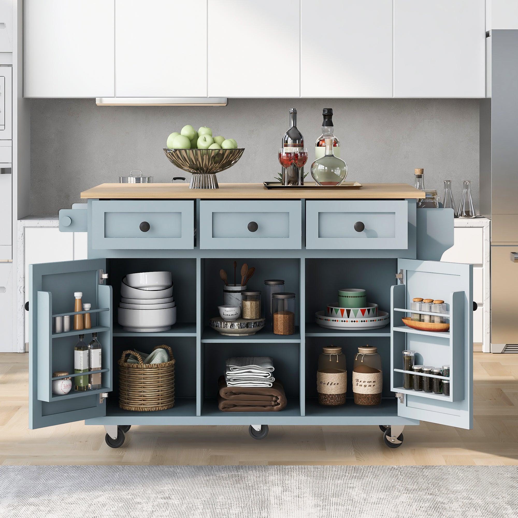 Kitchen Cart with Drop-Leaf Countertop