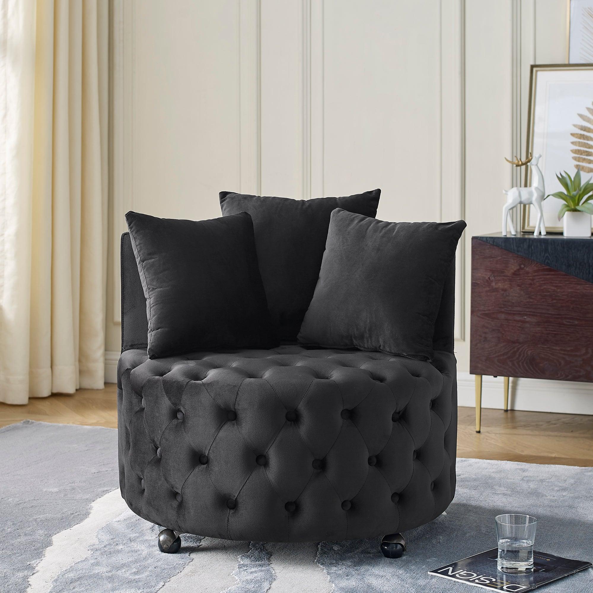 Velvet Upholstered Swivel Chair