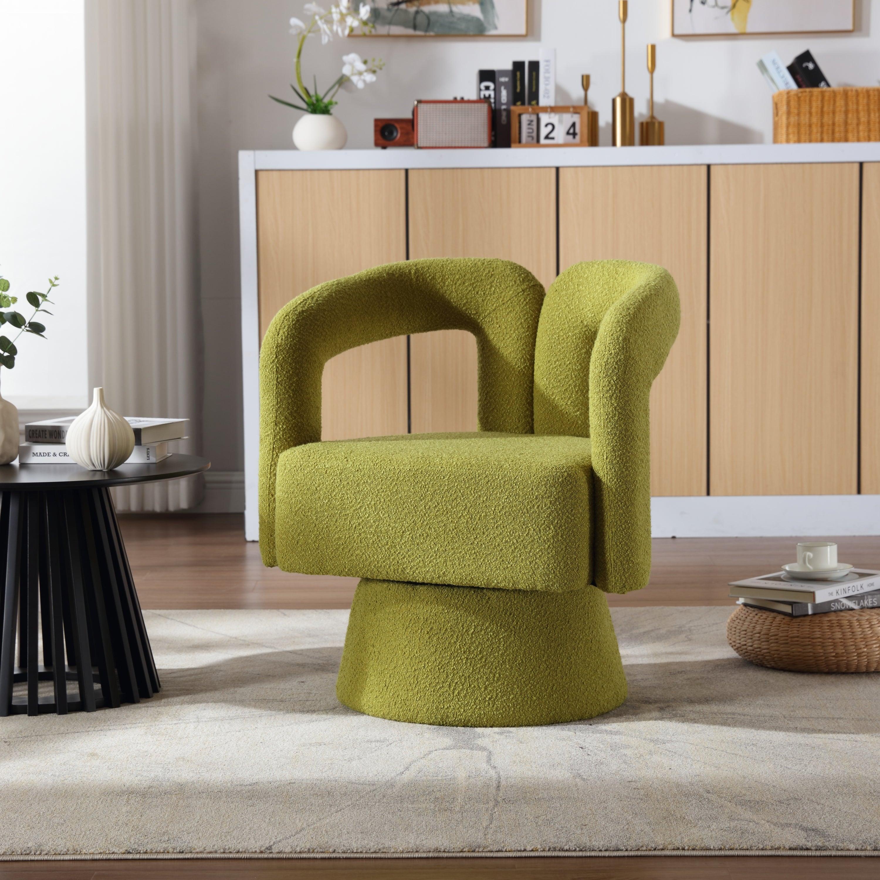 COOLMORE 360 Degree Swivel Cuddle Green Barrel Chairs