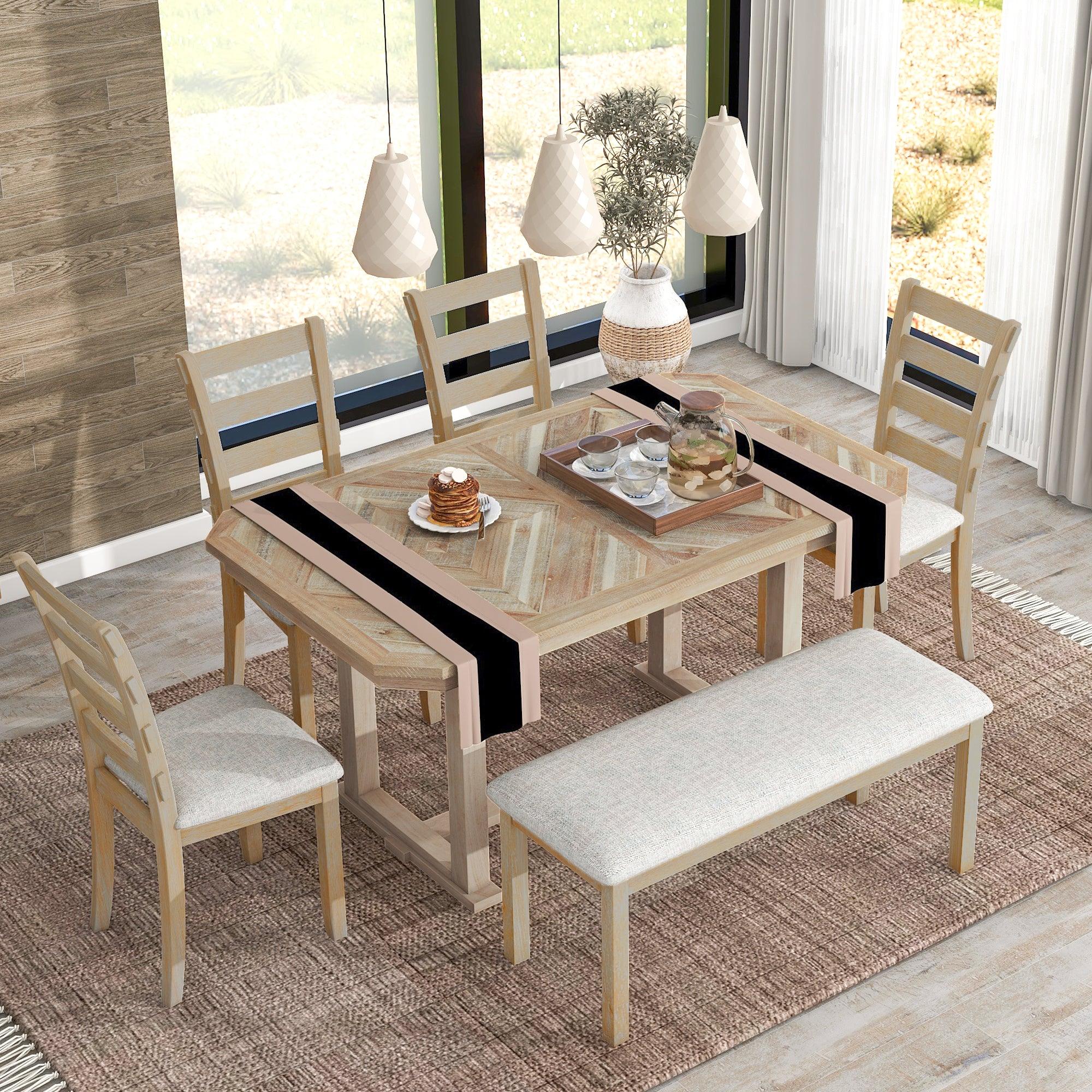 TREXM 6-Piece Rubber Wood Dining Table Set