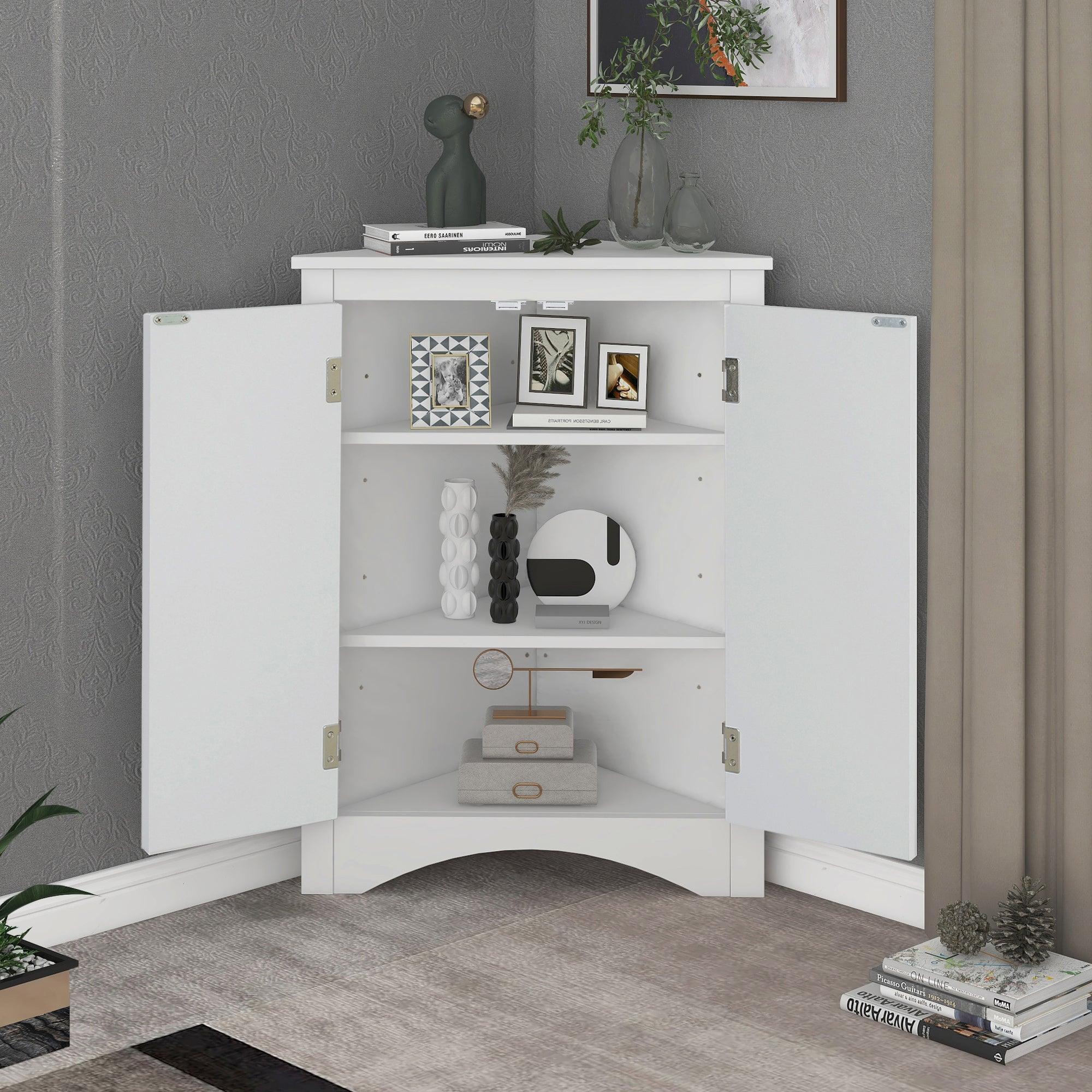 White Triangle Bathroom Storage Cabinet