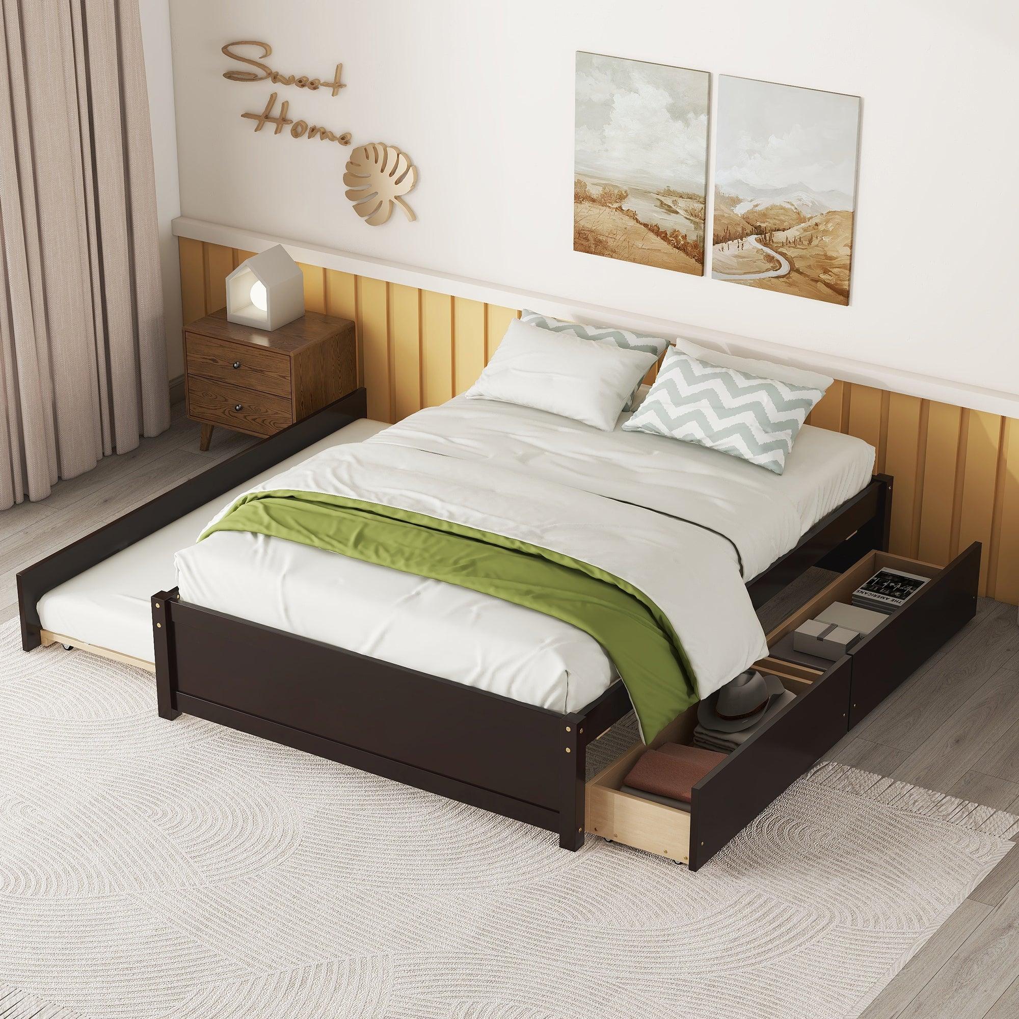 Full Bed With Twin Size Trundle and Drawers