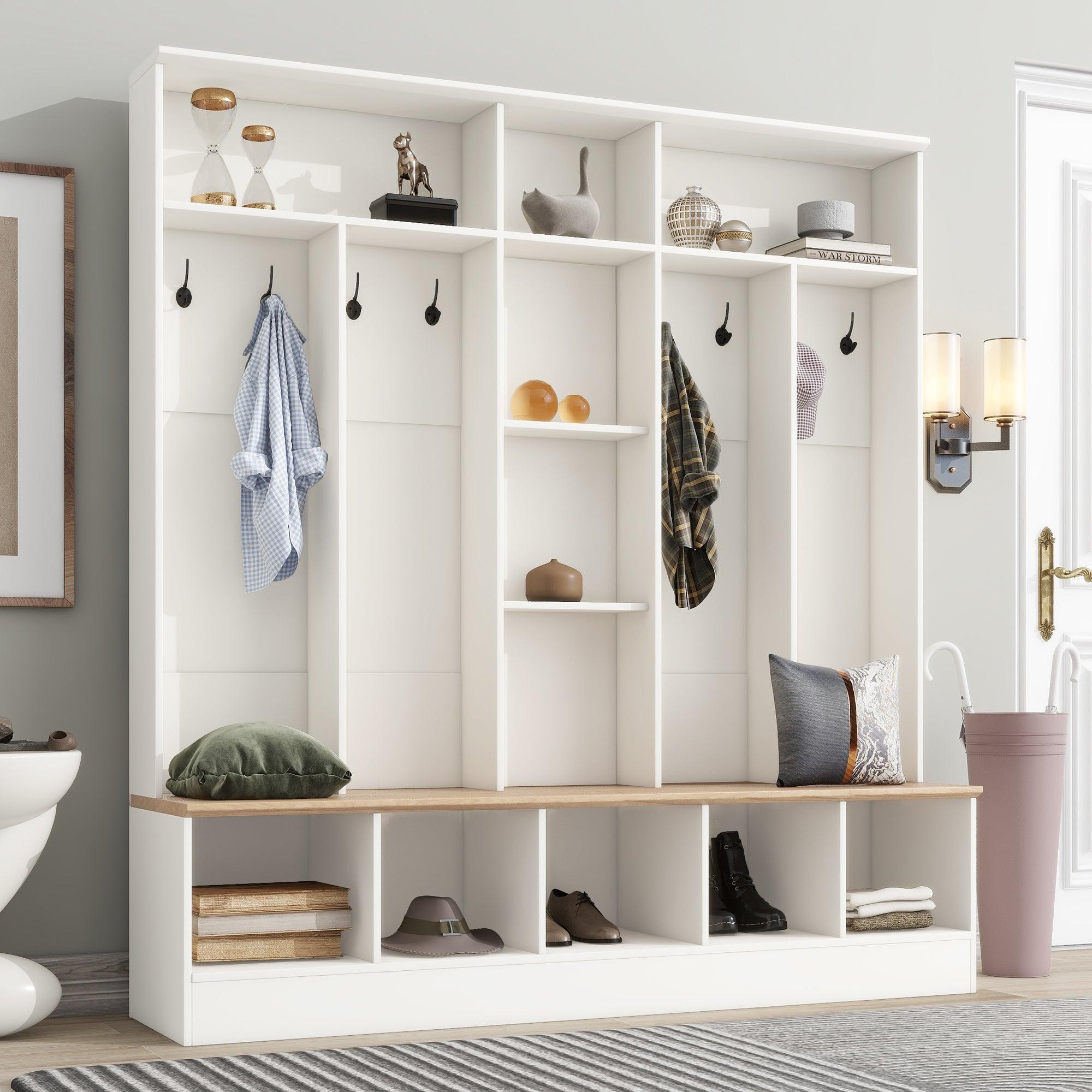 Wide Design Hall Tree with Storage Bench