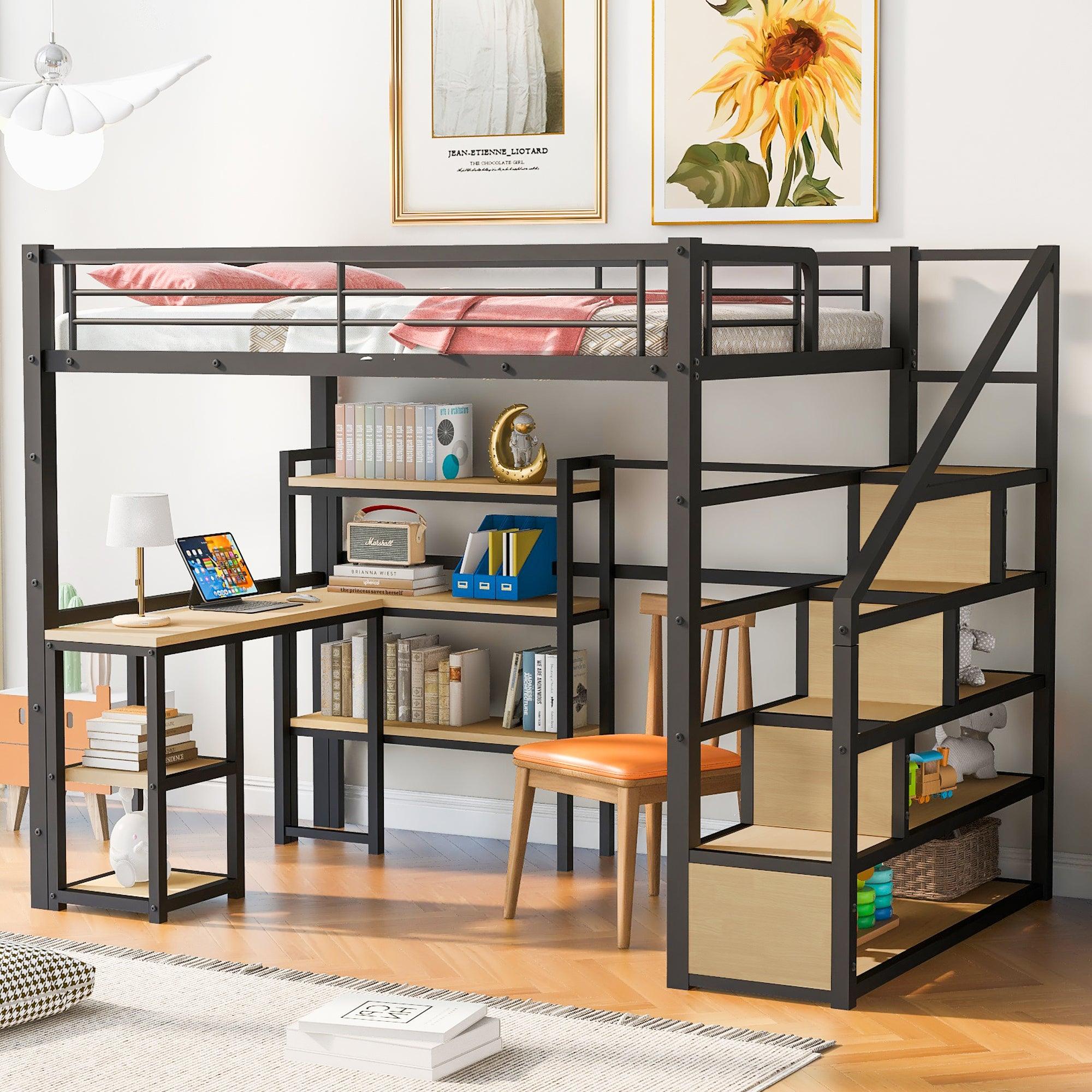 Full Size Loft bed with Staircase