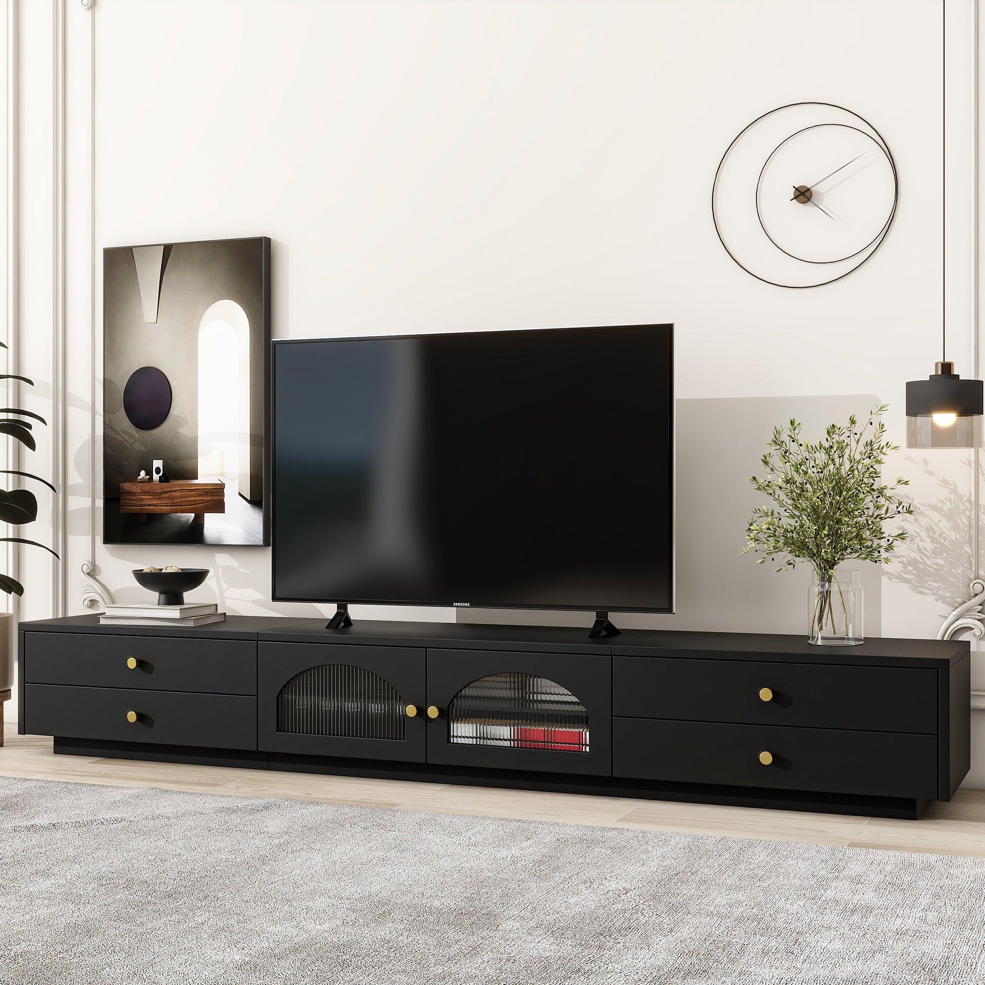 Luxurious Entertainment Center with Fluted Glass Doors