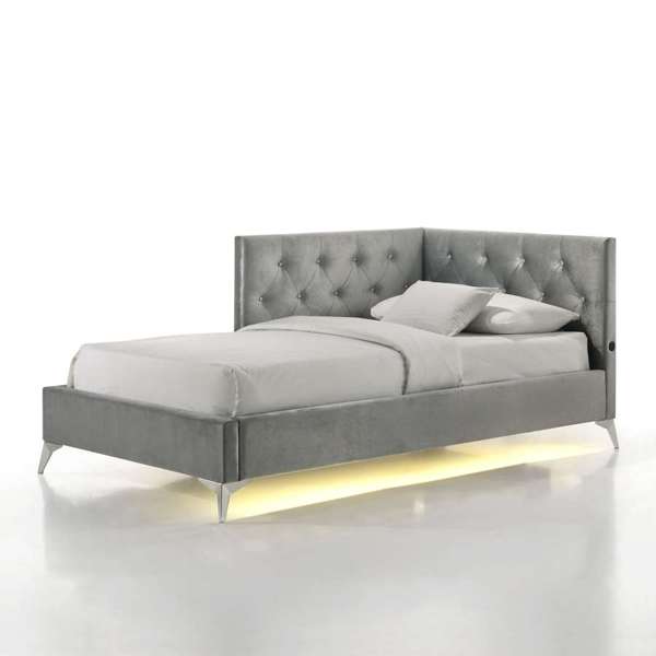 Amberley Twin UPH Corner Bed with LED and USB in Grey