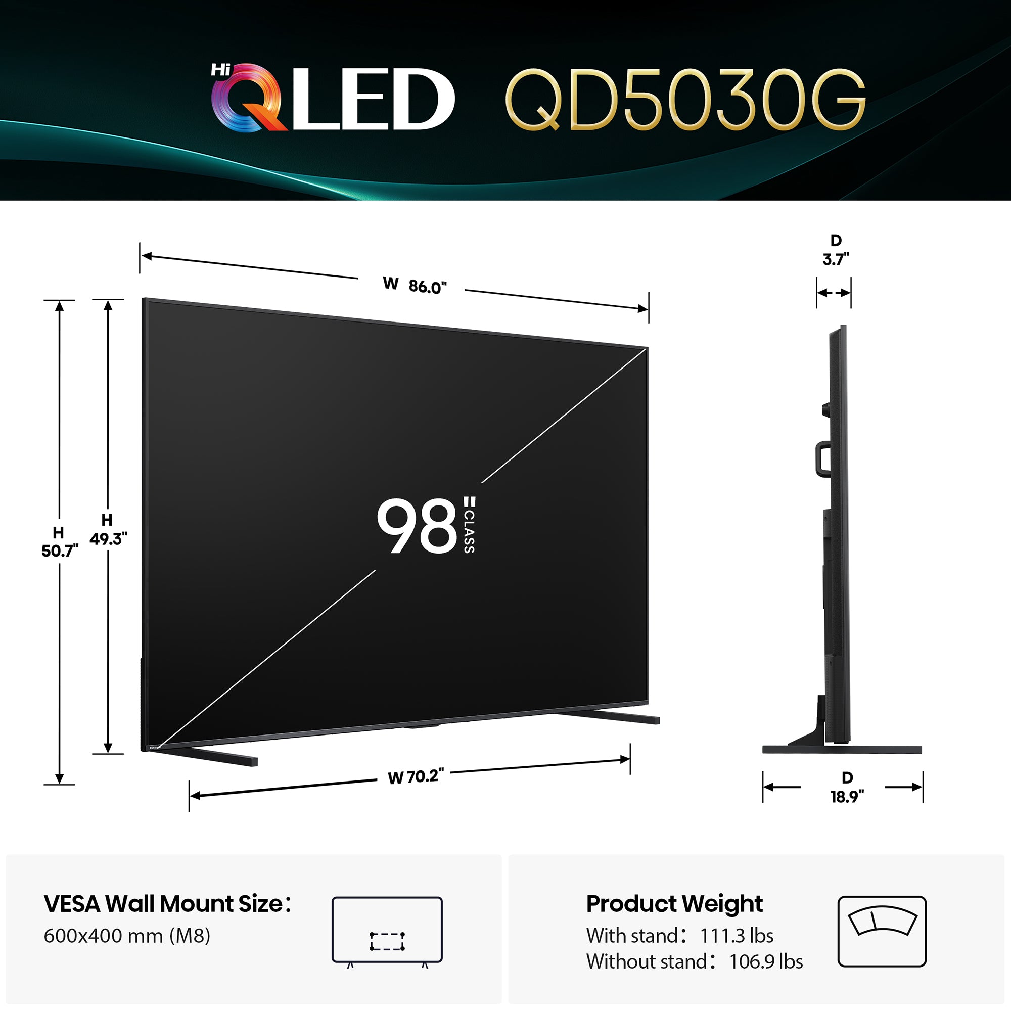 Hisense 98" Hi-QLED 4K Google Smart TV