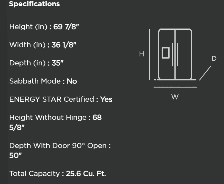 Frigidaire 26 Cu. Ft. Standard Depth Side by Side Refrigerator - Castle Furniture