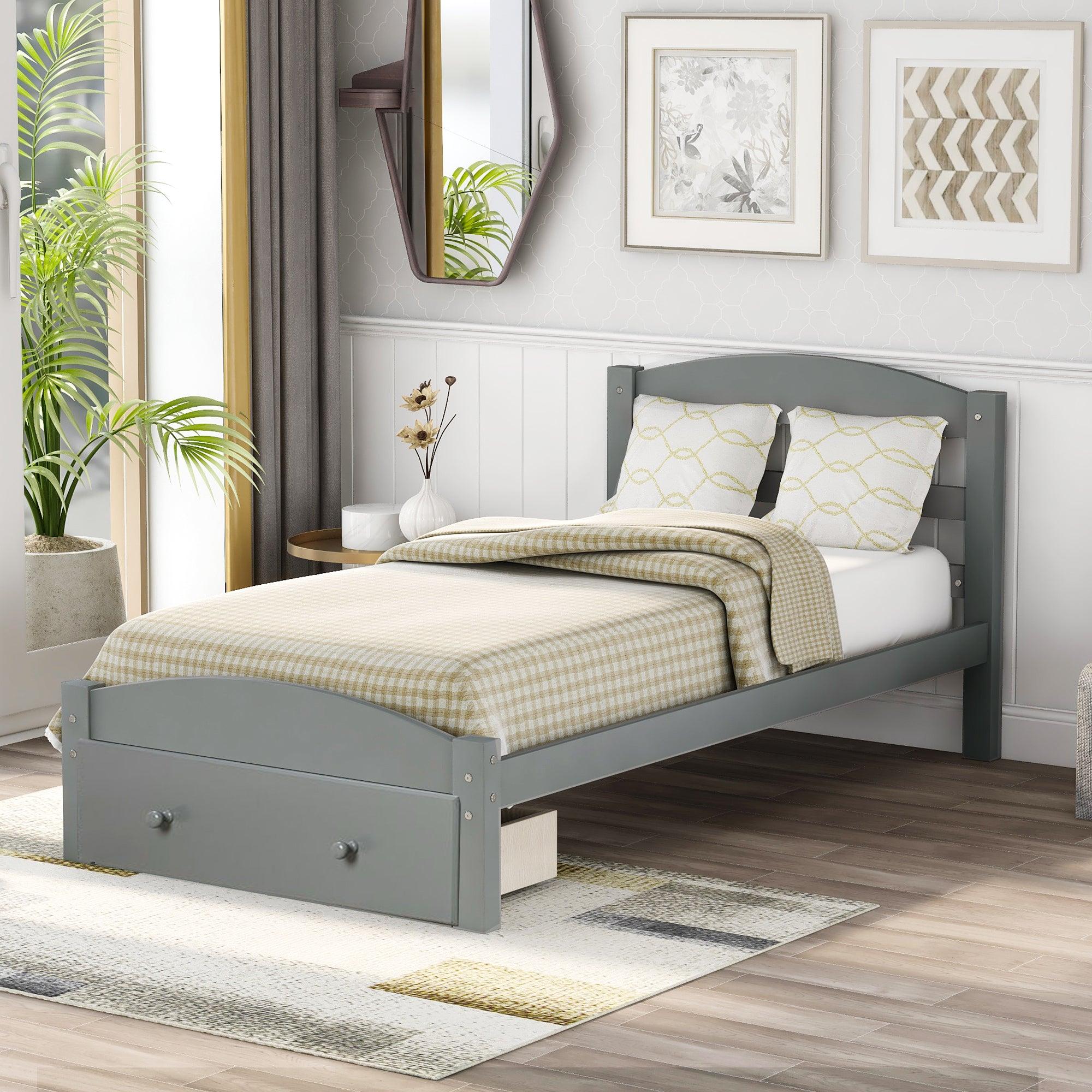 Twin Platform Bed with Storage