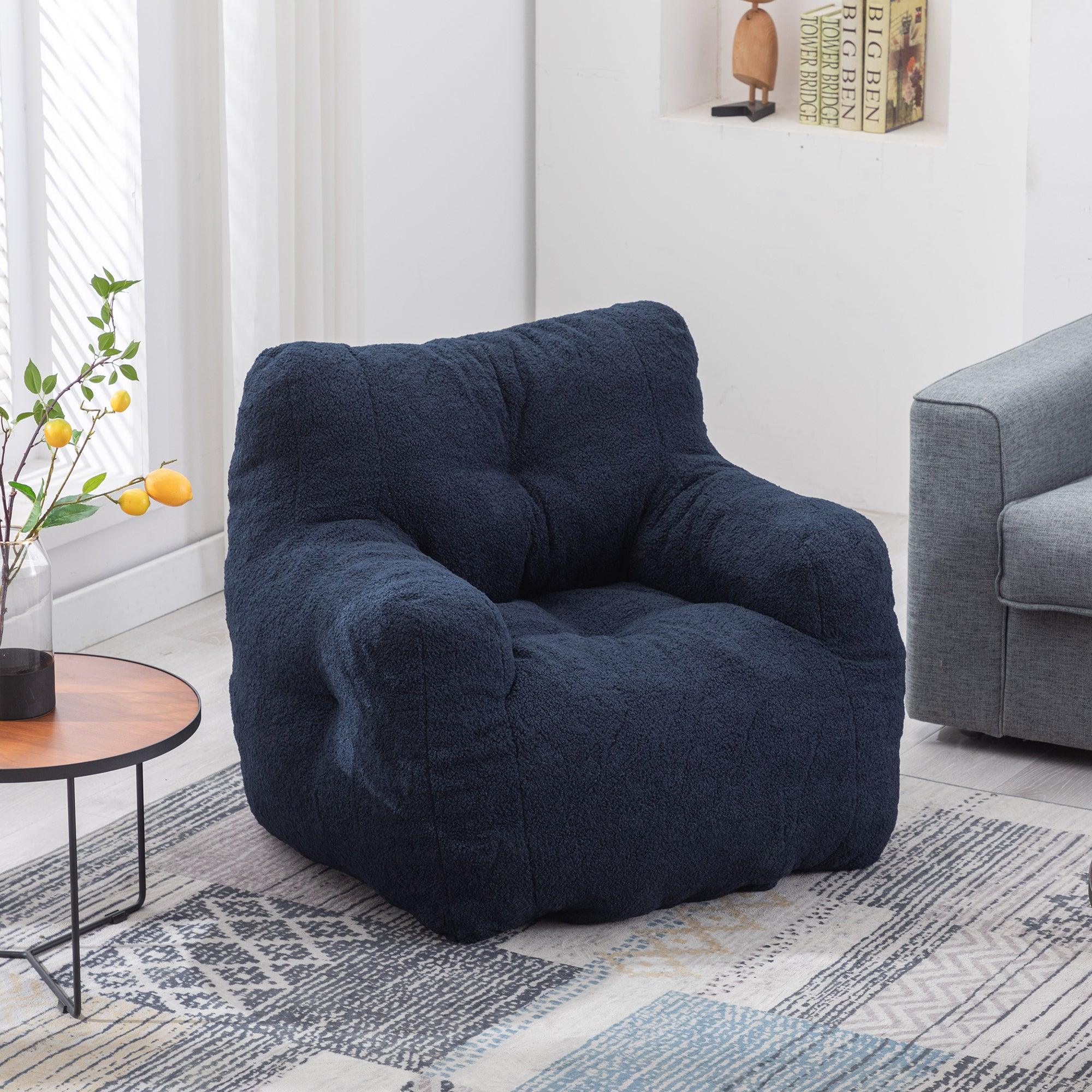 Soft Teddy Fabric Tufted Foam Bean Bag Chair