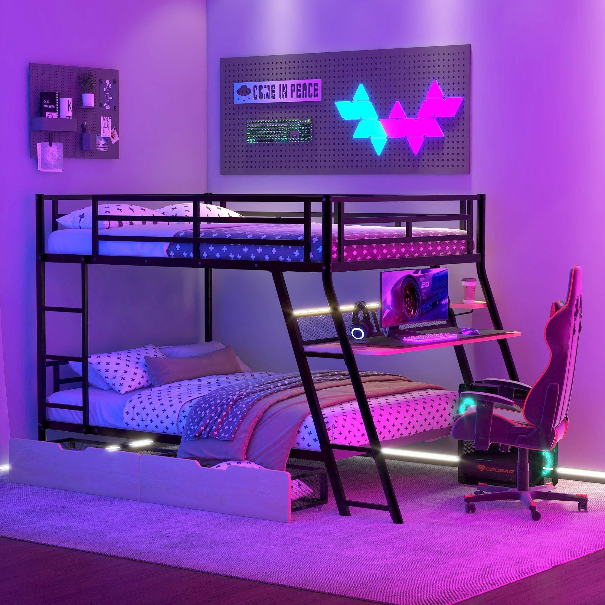 Full Size Bunk Bed with Desk