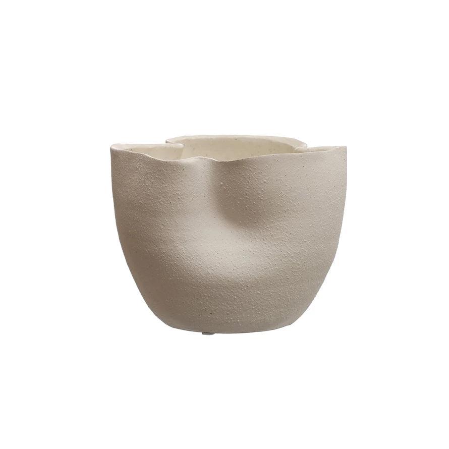 Stoneware Ruffled Planter, Reactive Glaze (Holds 4" Pot) (Each One Will Vary)
