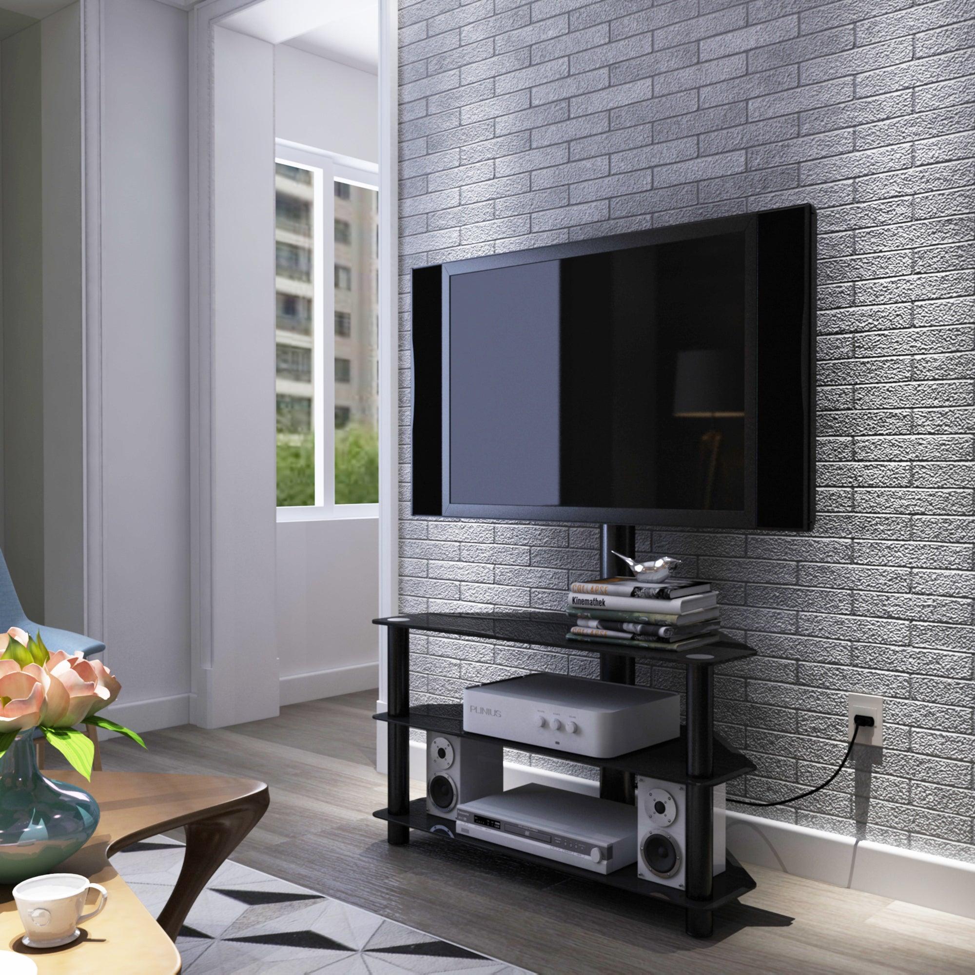 Black 3-Tier Swivel Entertainment Center