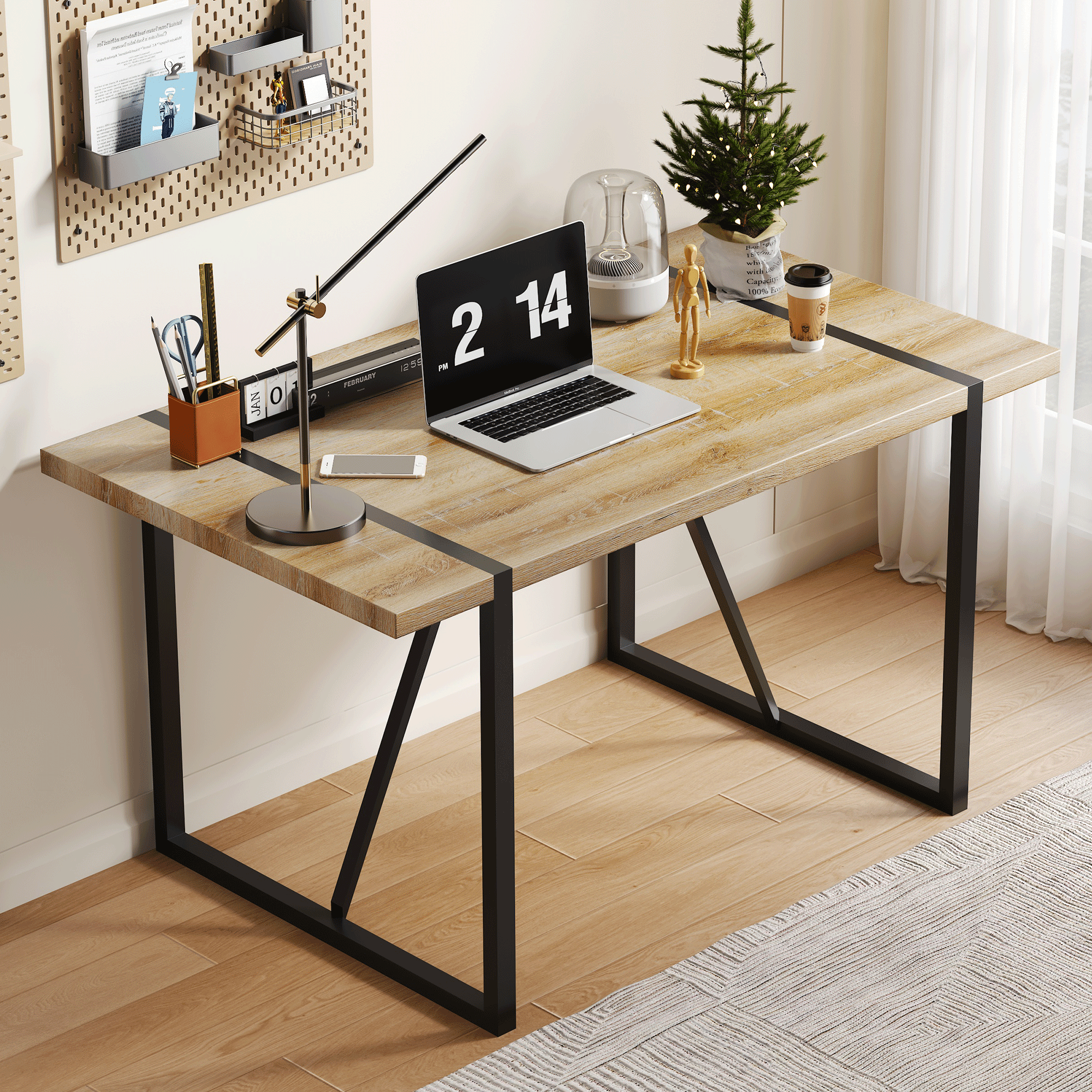 Rustic Industrial Rectangular Wood Table