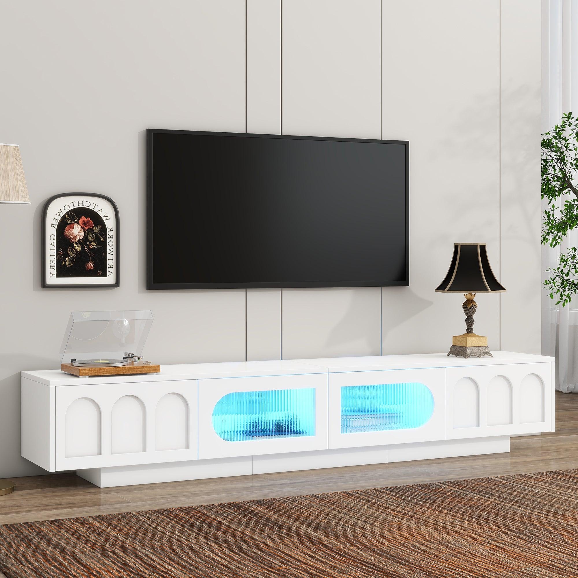 Entertainment Center with Fluted tempered Glass Doors