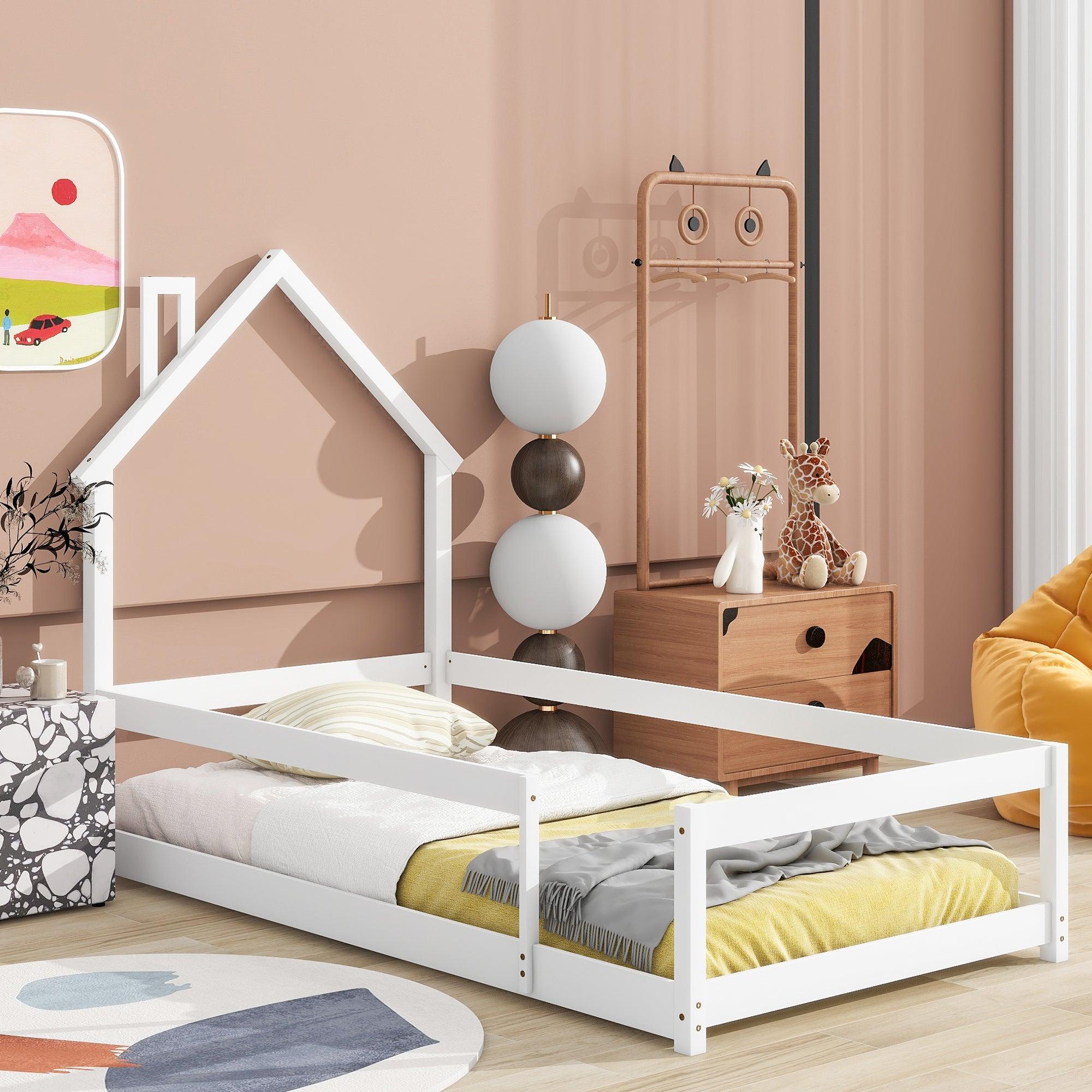 Twin Size bed with House-shaped Headboard