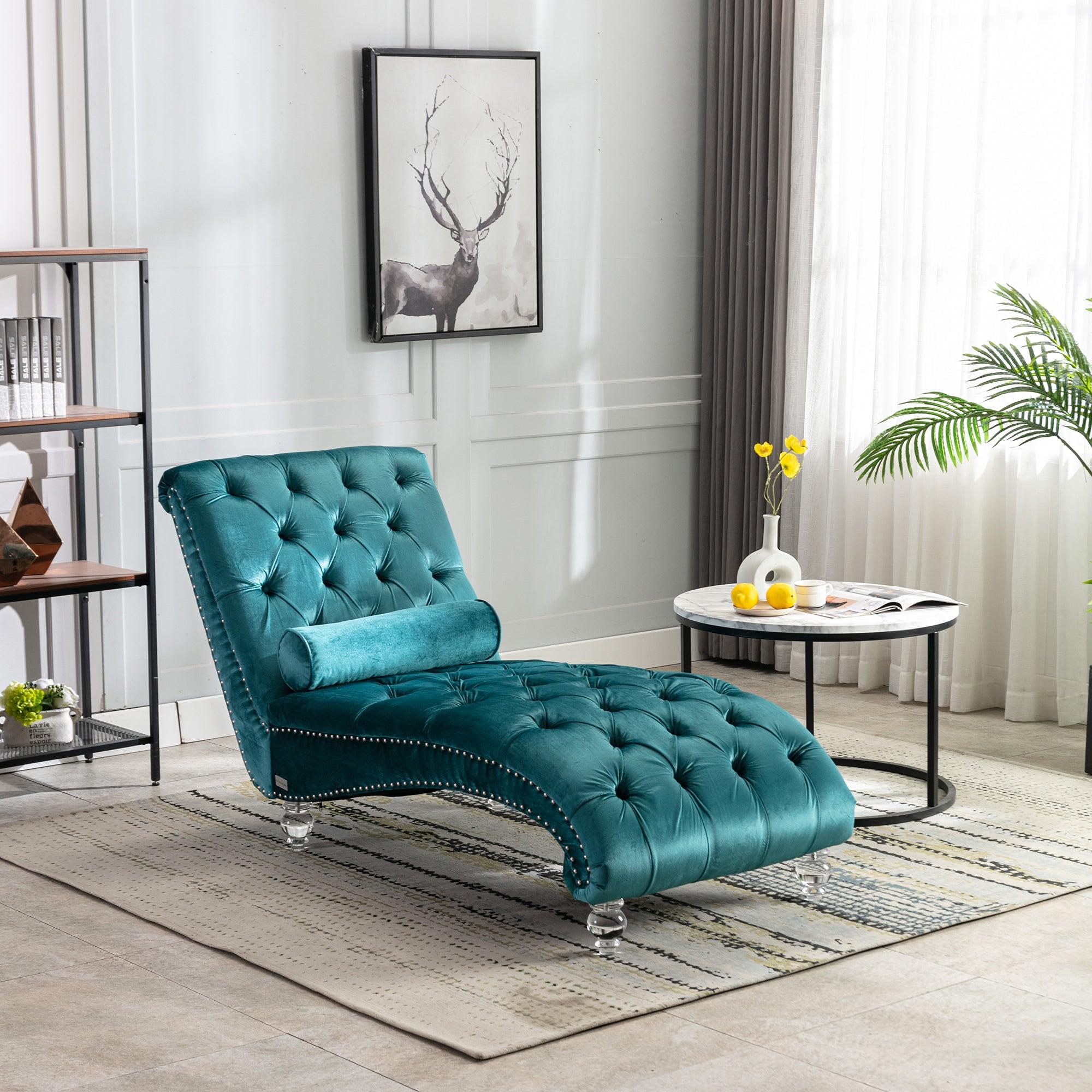 COOMORE Velvet Chaise Lounge Indoor
