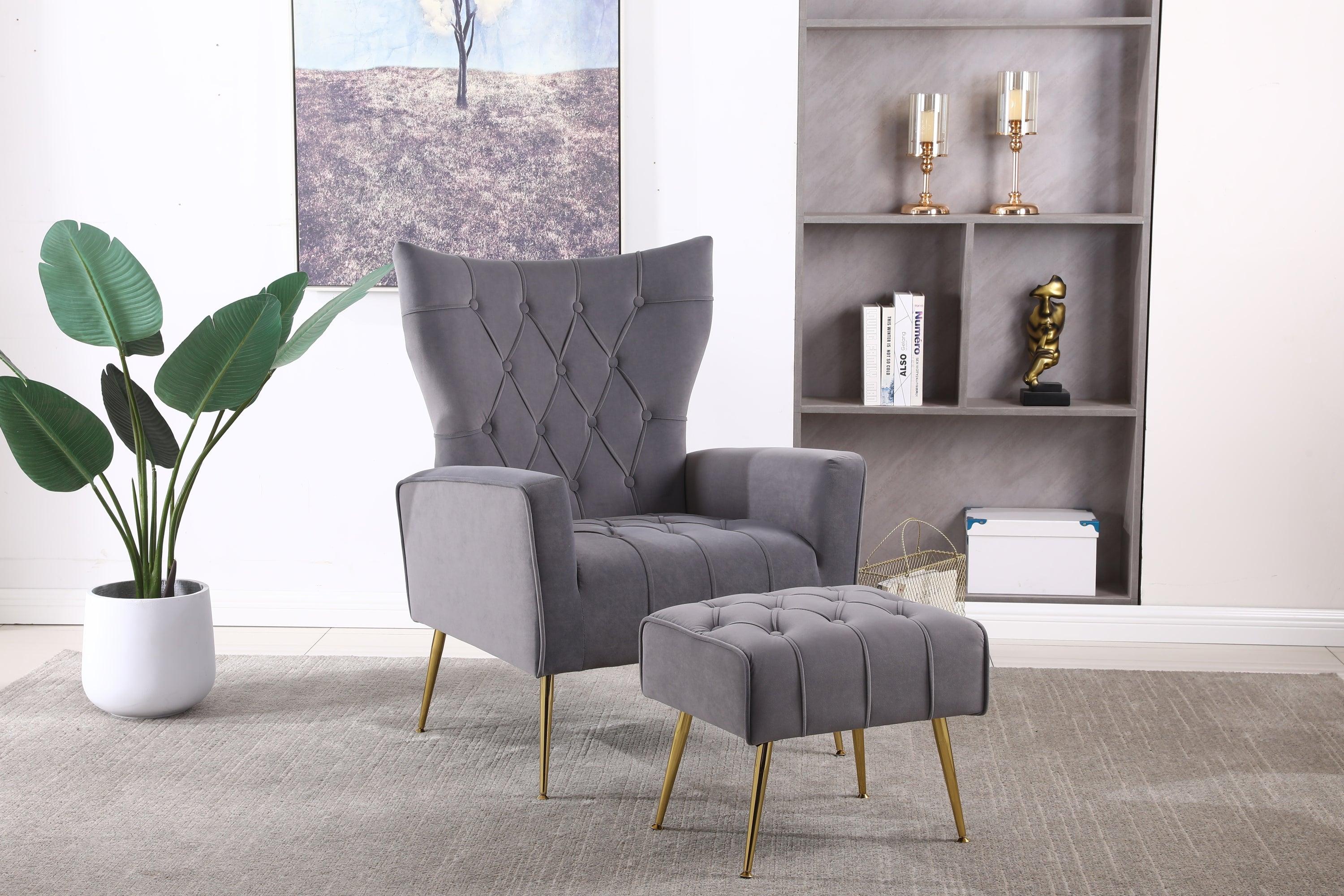 Modern Accent Chair with Ottoman