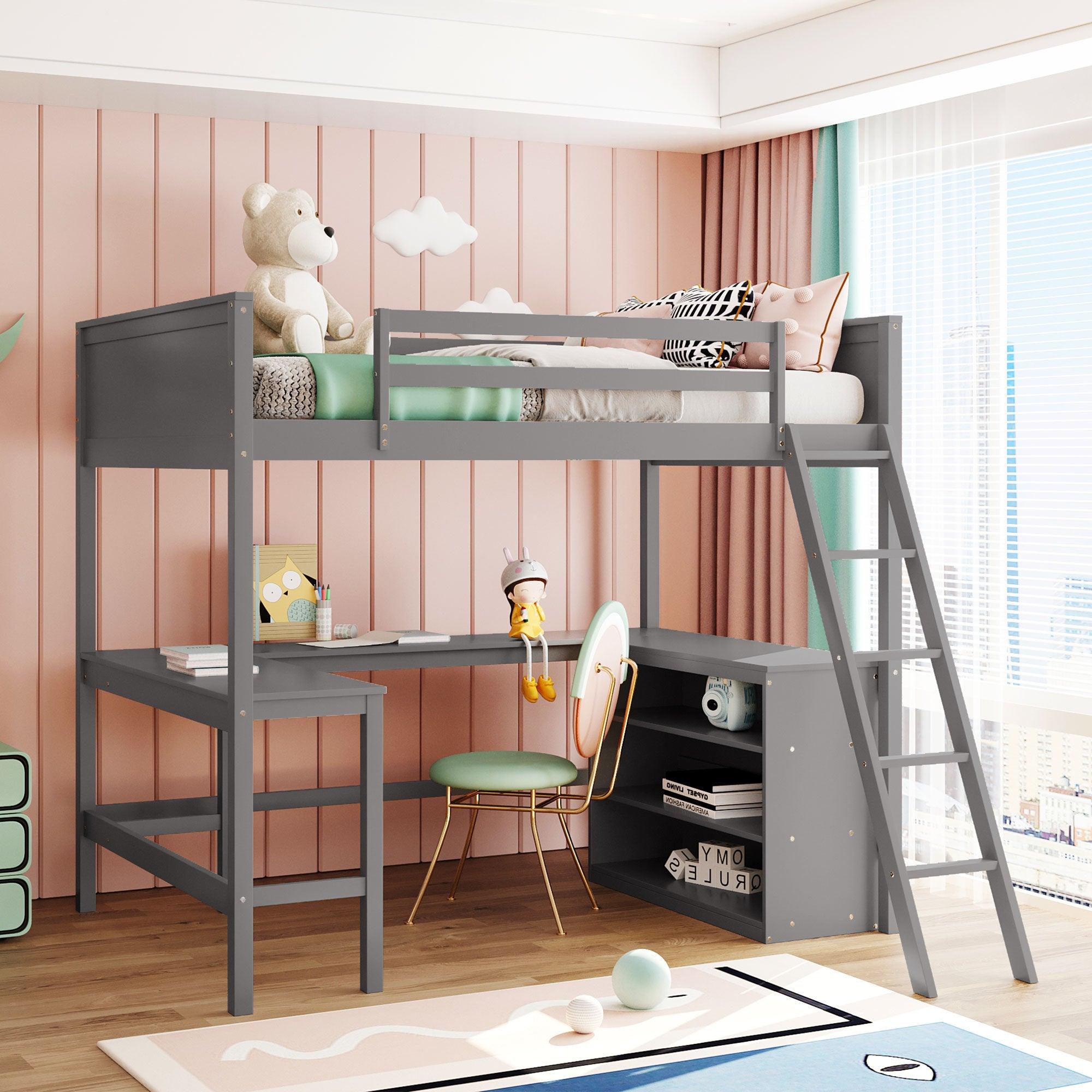 Full size Loft Bed with Desk
