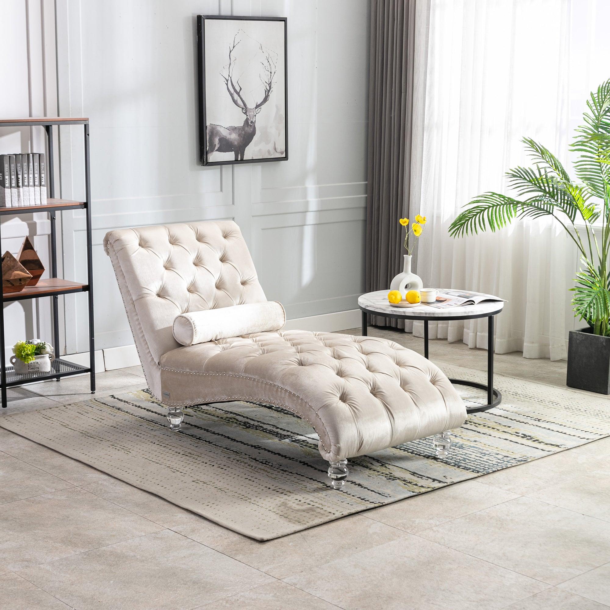COOMORE Velvet Chaise Lounge Indoor